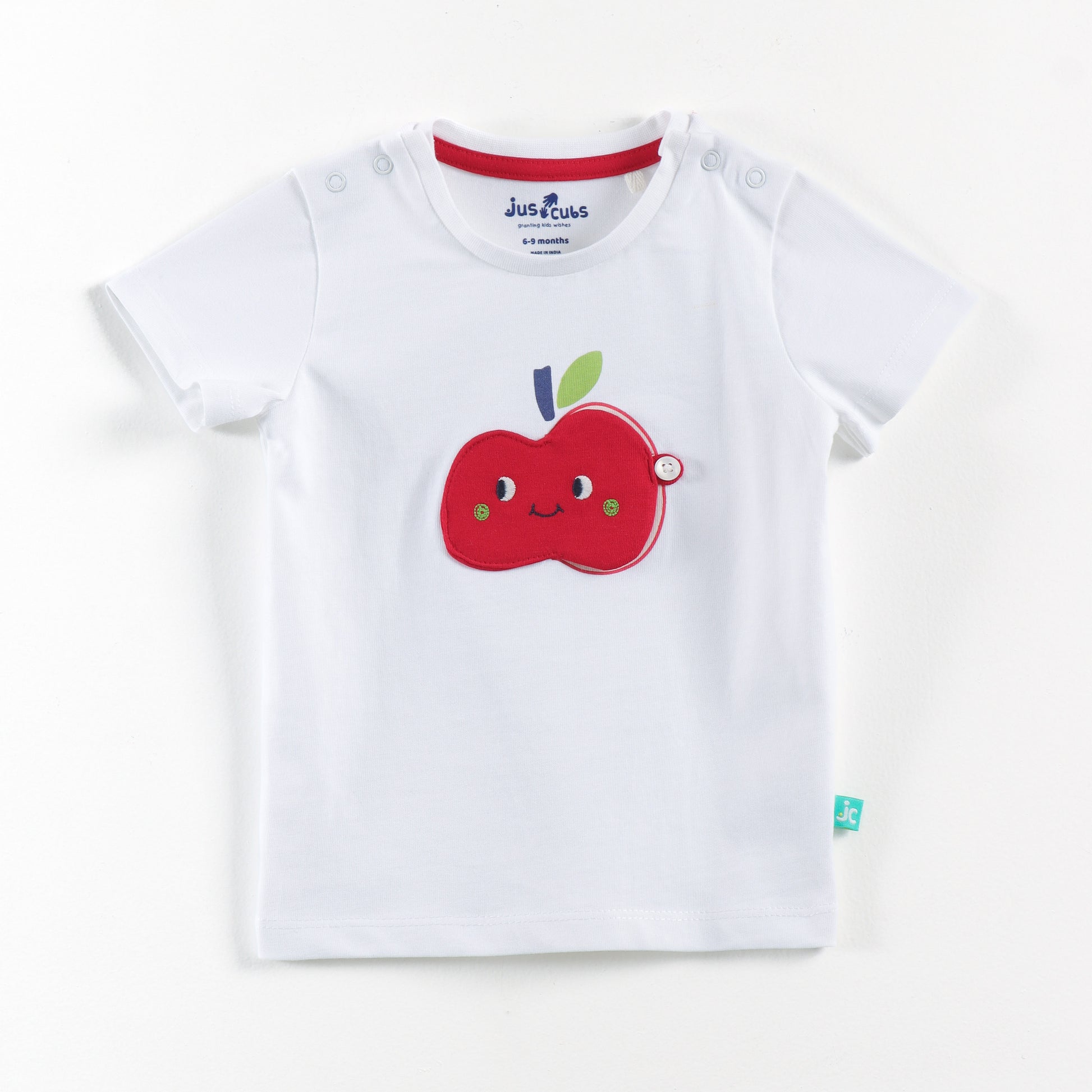 “Baby Boys Cotton T-Shirt & Jogger Pants Set | Cute Apple Appliqué Design"