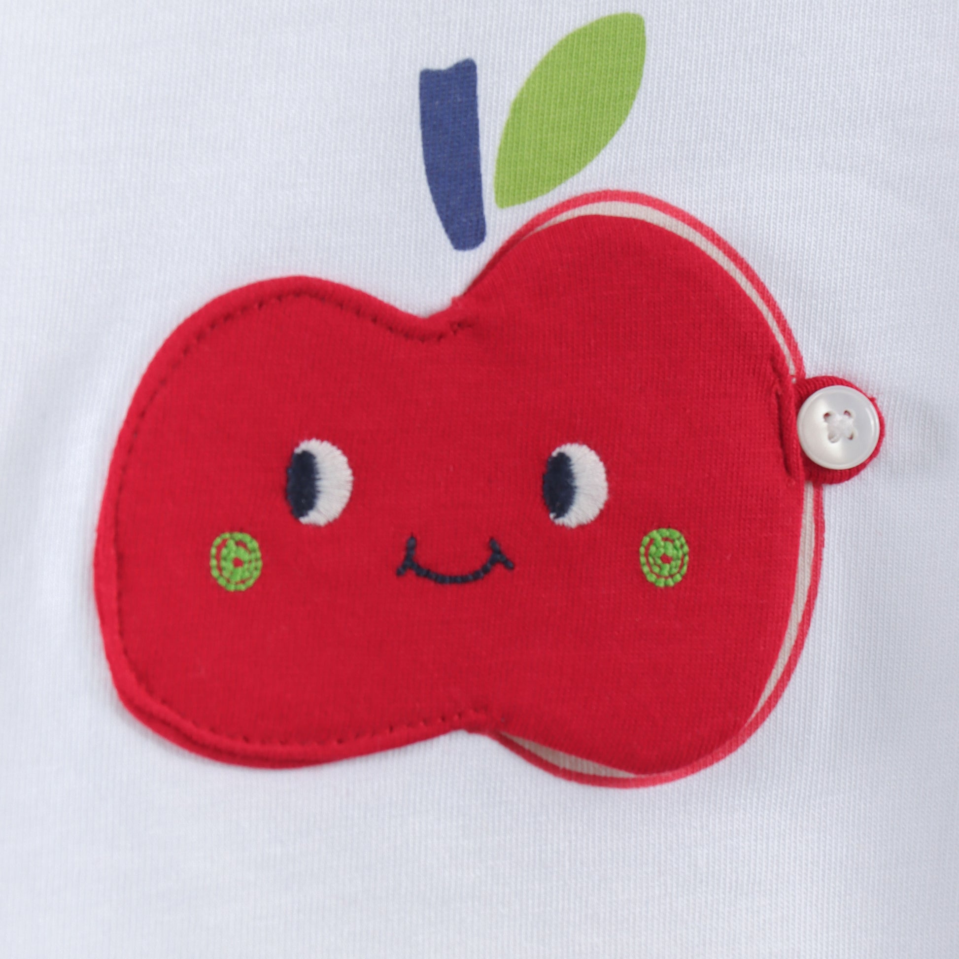 “Baby Boys Cotton T-Shirt & Jogger Pants Set | Cute Apple Appliqué Design"