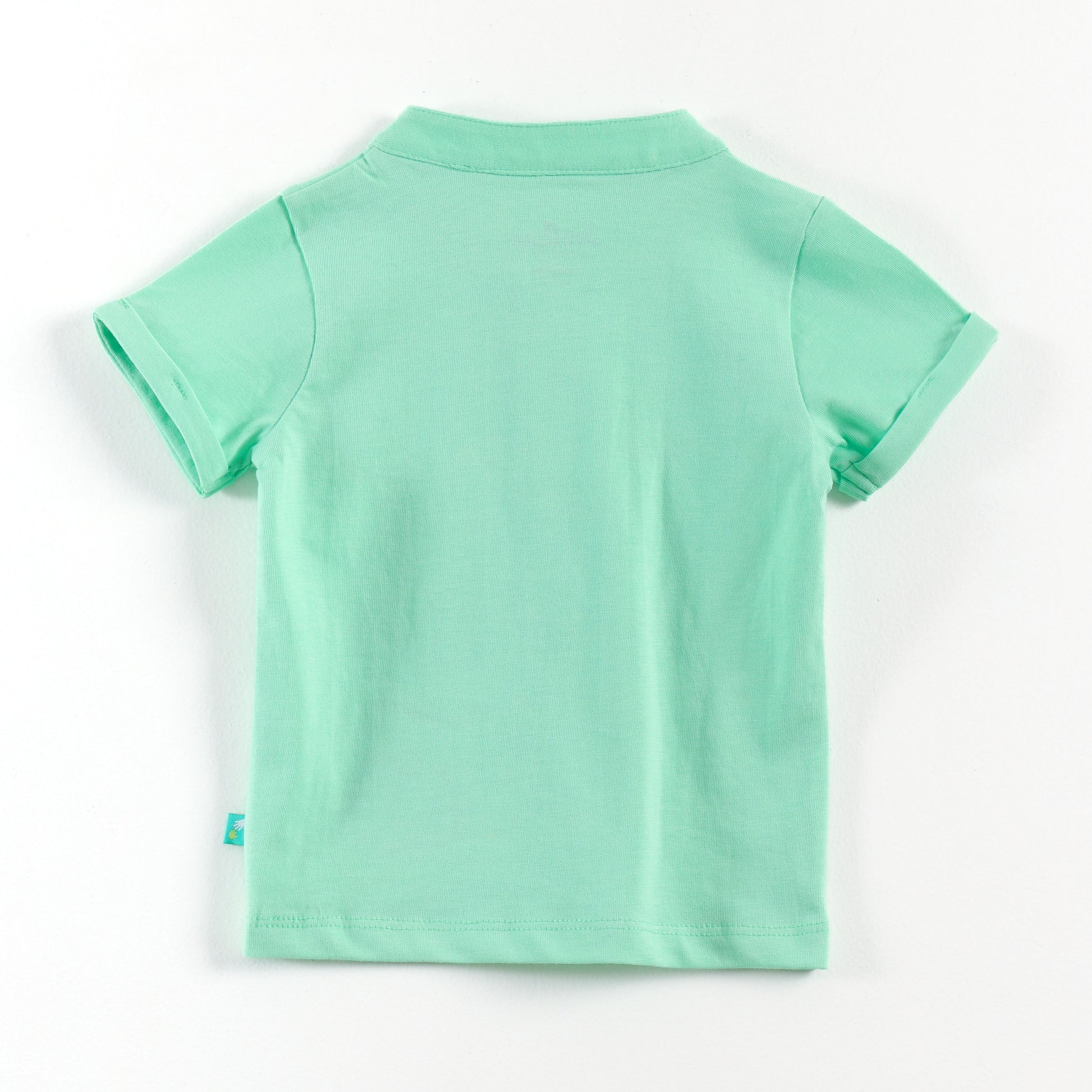 “Baby Boys Cotton Clothing Set – Green Henley T-shirt & Multi-Stripe Shorts"