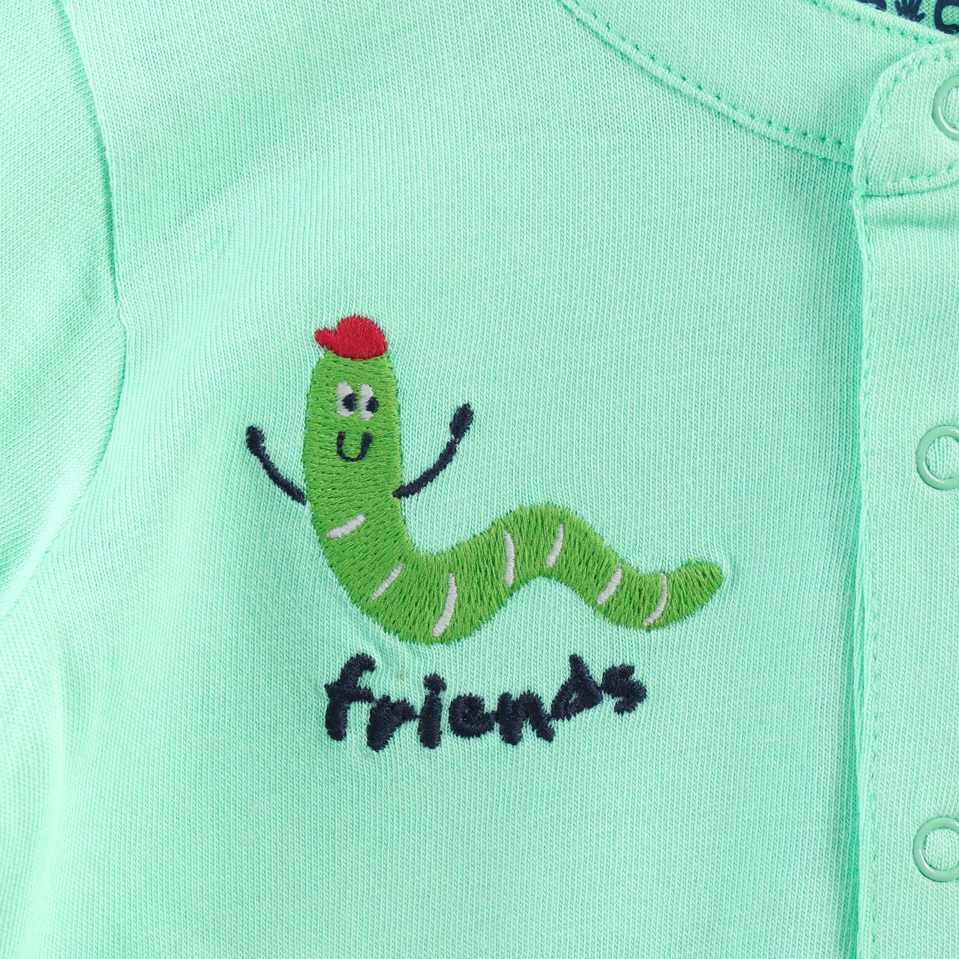 “Baby Boys Cotton Clothing Set – Green Henley T-shirt & Multi-Stripe Shorts"