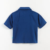 "Baby Boys Premium Muslin Cotton Shirt | Navy Blue | Lightweight & Breathable"
