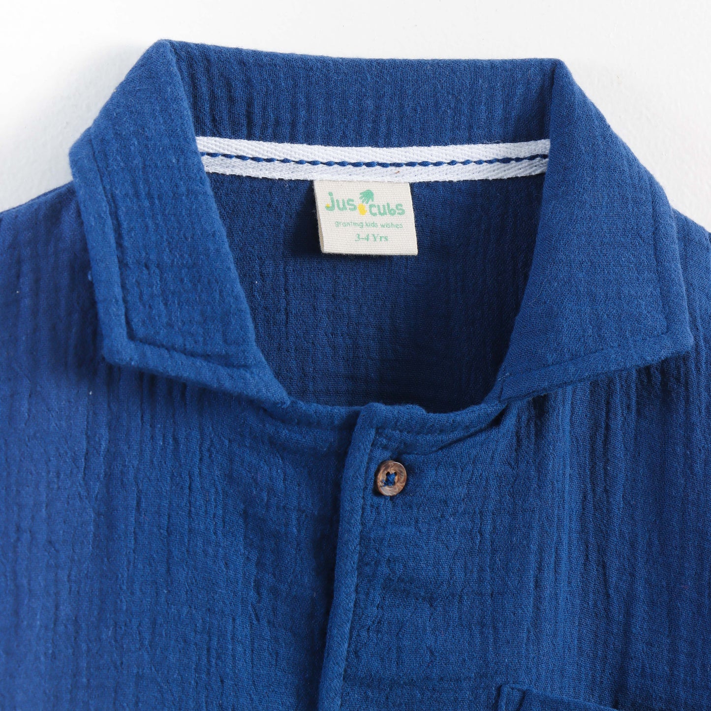 "Baby Boys Premium Muslin Cotton Shirt | Navy Blue | Lightweight & Breathable"