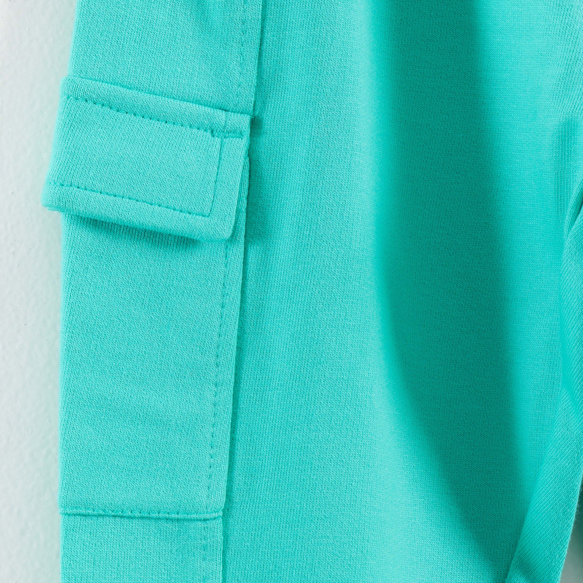 "Baby Boys Stylish Cargo Joggers | Teal | Soft Cotton Bottoms with Side Pockets"