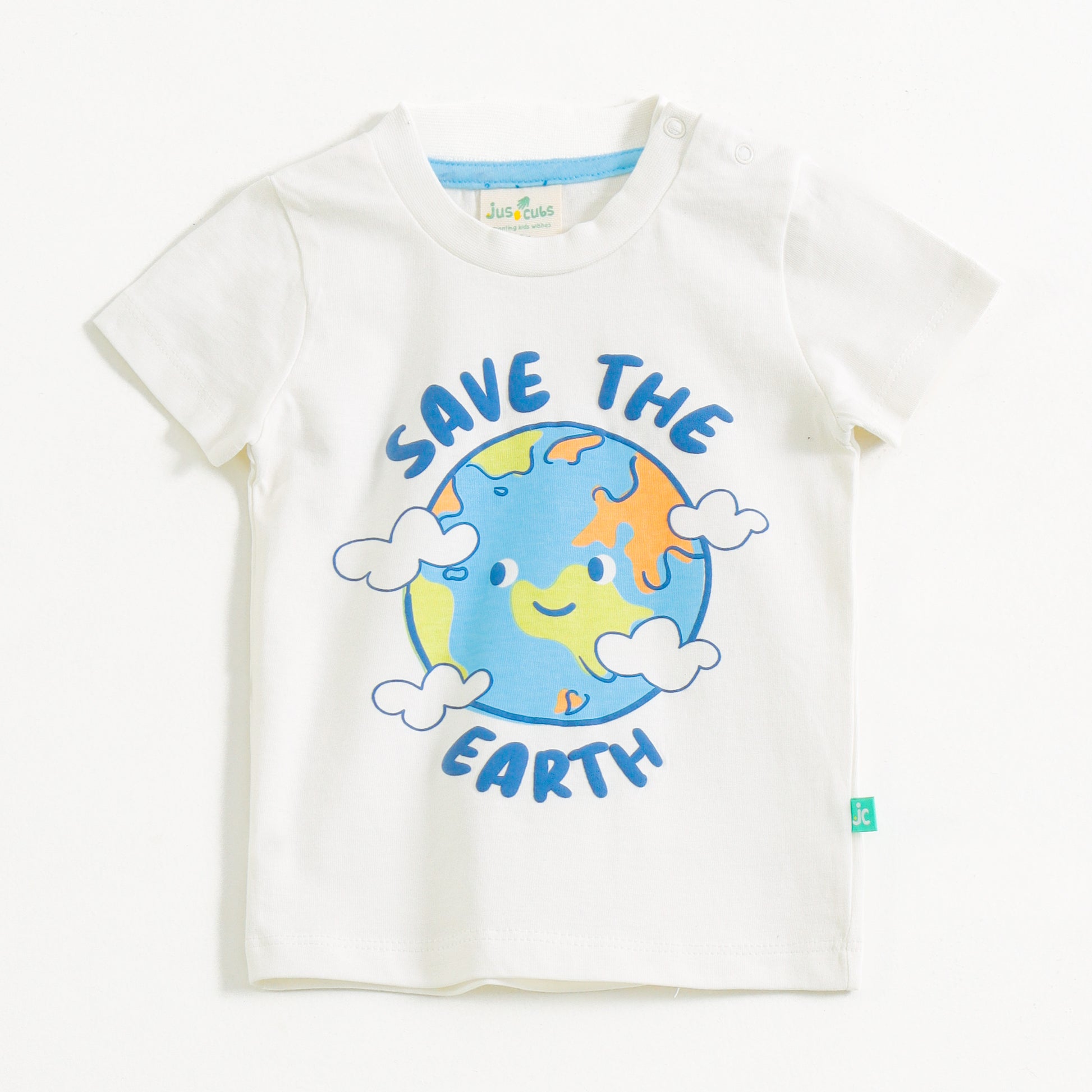 “Baby Boys White Graphic T-Shirt with Printed Blue Shorts Set"
