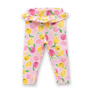 "Baby Girls' Fruit Print Cotton Leggings with Ruffle Waist – Pink"