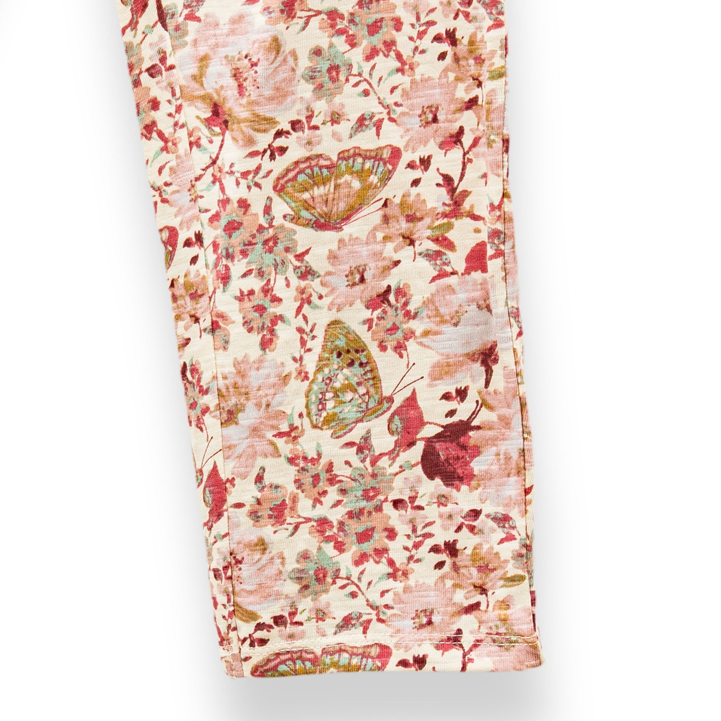 "Girls' Floral & Butterfly Print Leggings – Soft Cotton with Drawstring Waist"