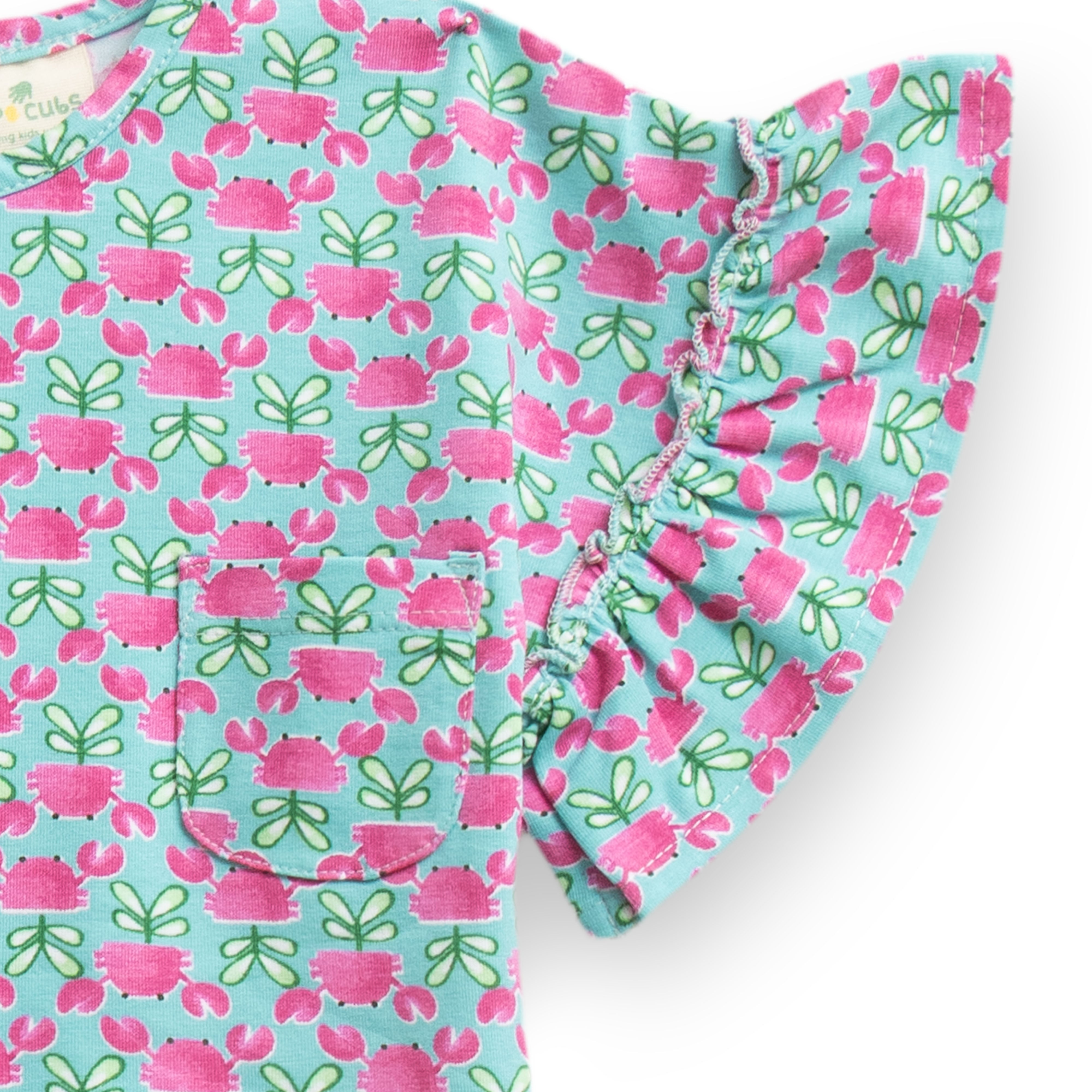 Baby Girls' Floral Ruffle Sleeve Top & Shorts Set – Pink & Green Bow Print