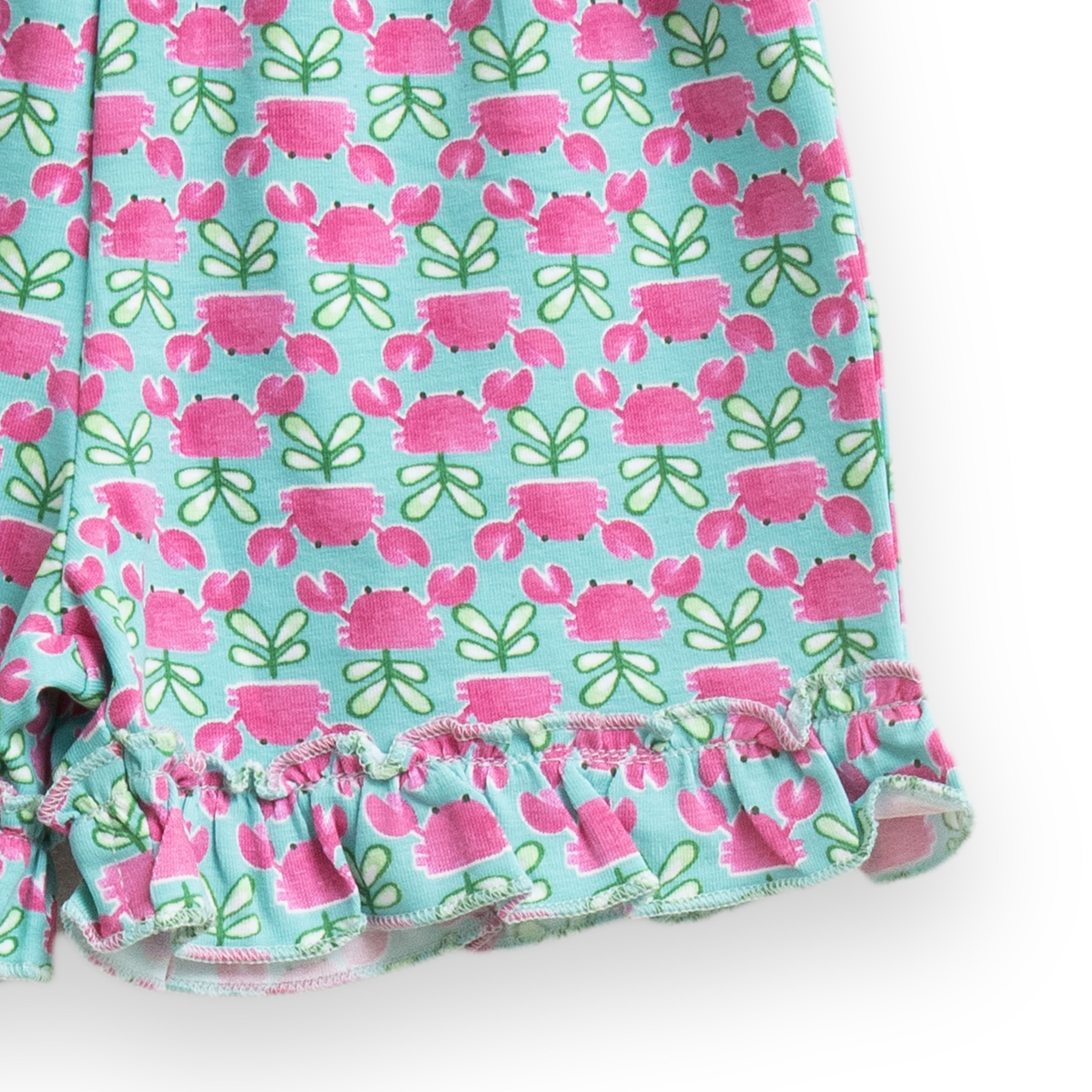 Baby Girls' Floral Ruffle Sleeve Top & Shorts Set – Pink & Green Bow Print
