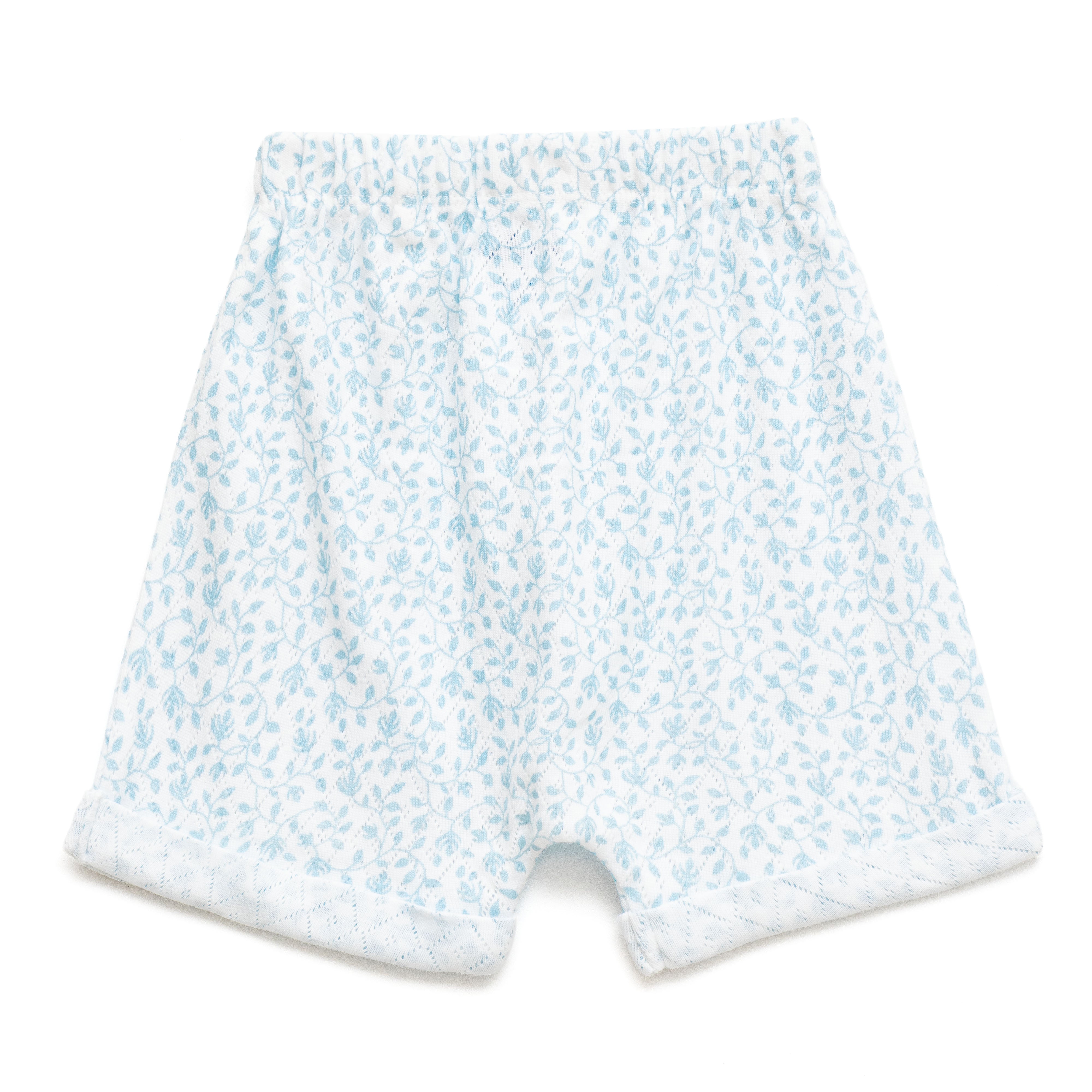 "Baby Girls' Cotton Boxer Shorts - Pack of 2 (Solid Blue & Floral Print)"