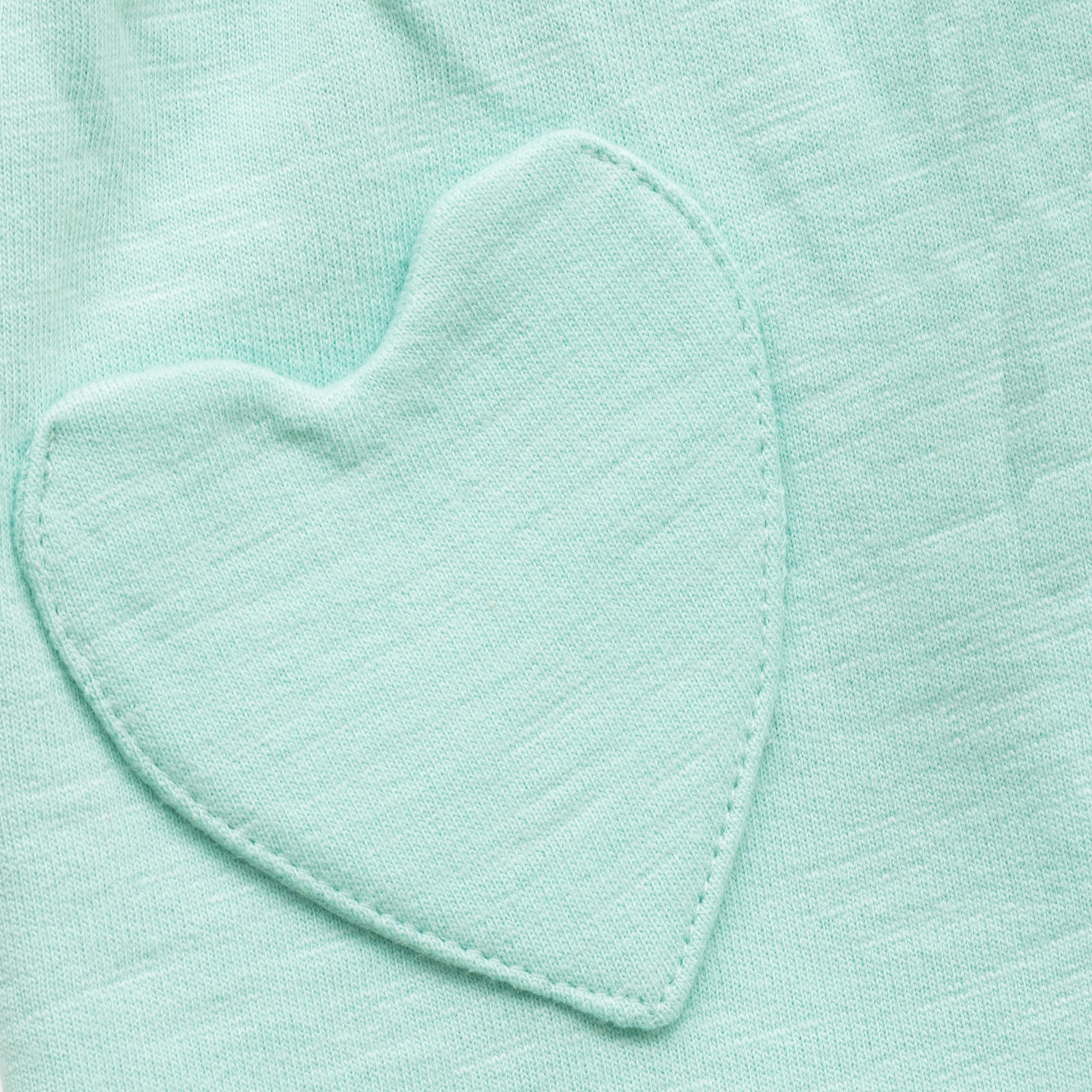 Girls' Mint Green Jogger Pants with Heart Patch Pockets – Elastic Waist & Cuffs