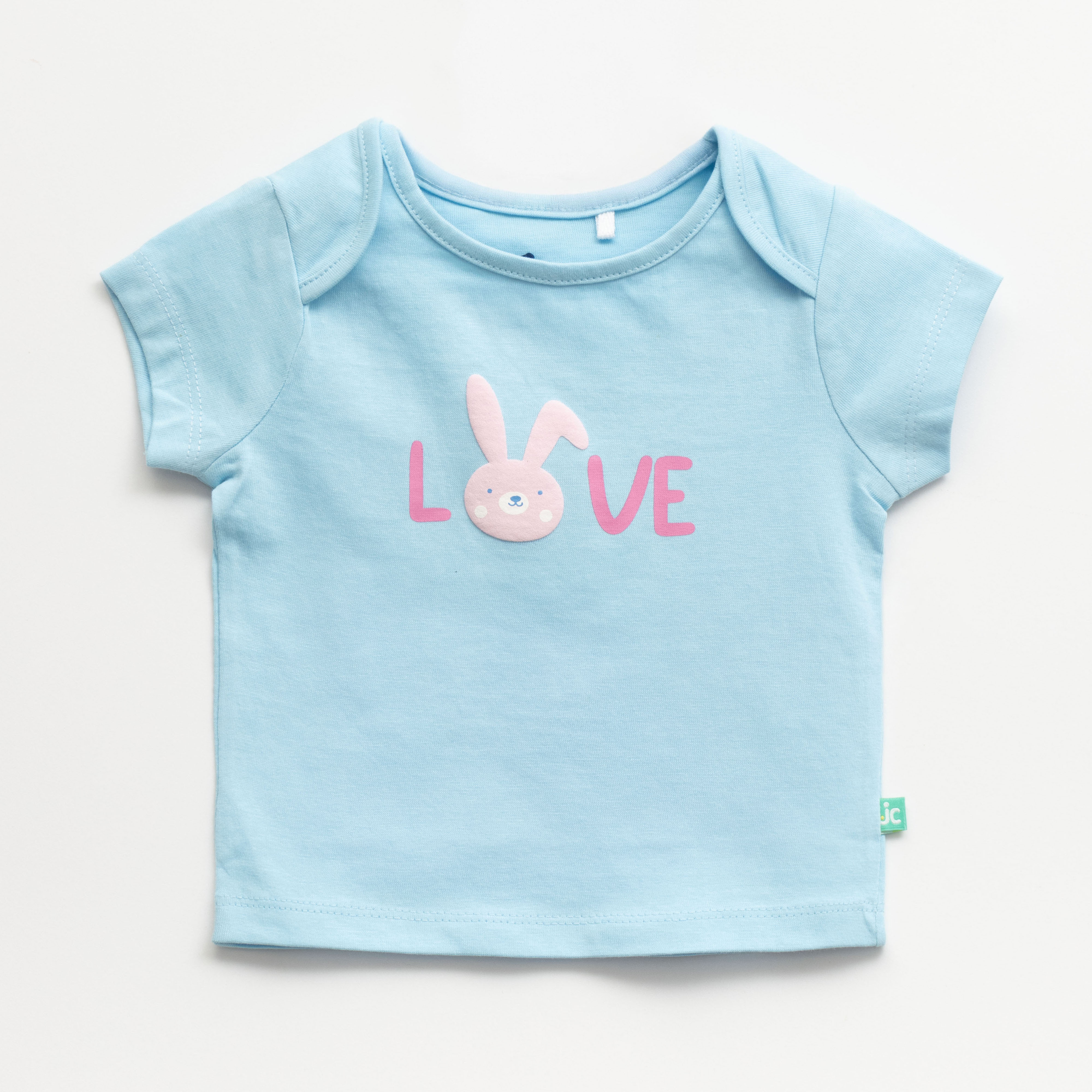 "Baby Girls' Cotton T-Shirts – Pack of 2 | Bunny Print & Floral Design"