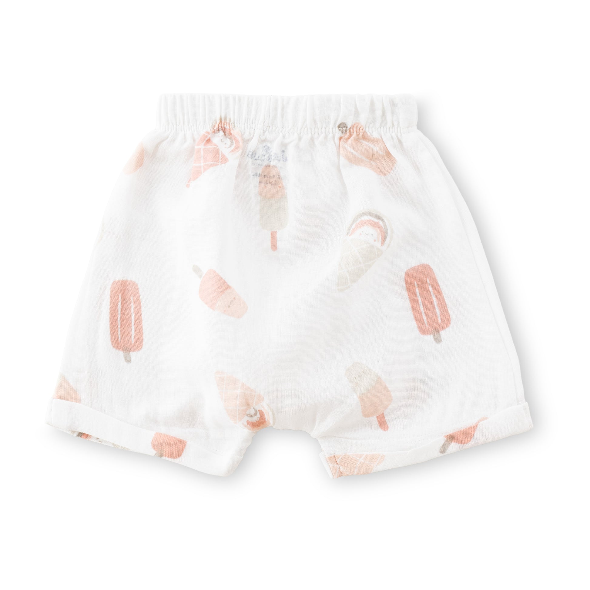 "Baby Girls Ice Cream Print Cotton Angrakha Set – White Sleeveless Top & Shorts"