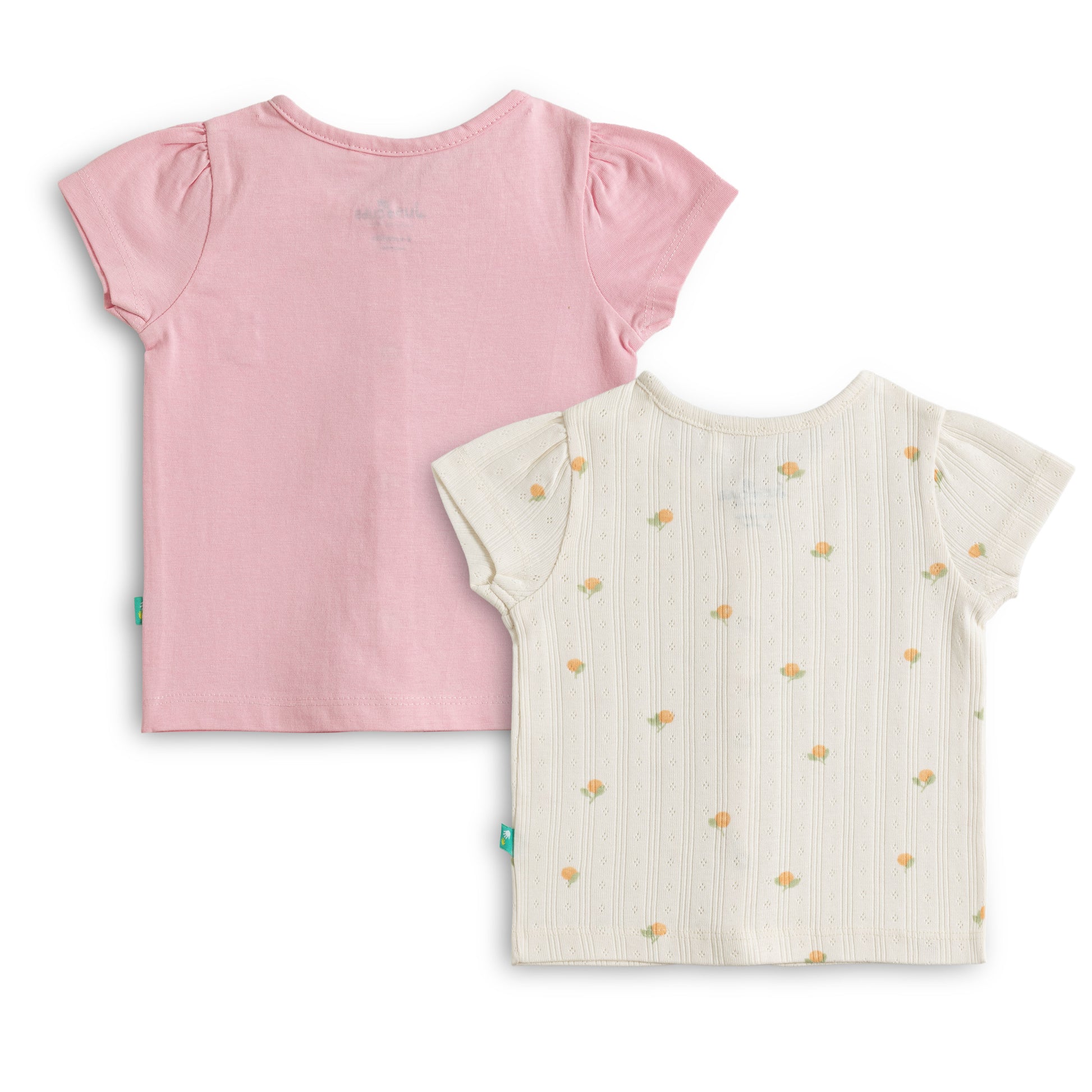 Baby Girls Soft Cotton Front Open Jhabla Combo – Pink & Cream Printed (Pack of 2)