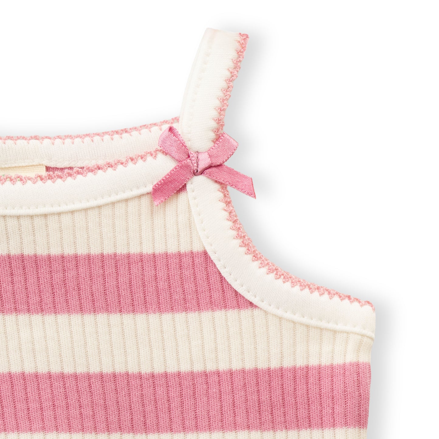 "Baby Girls' Pink & White Striped Ribbed Cotton Sleeveless  Camisole and Shorts Set"