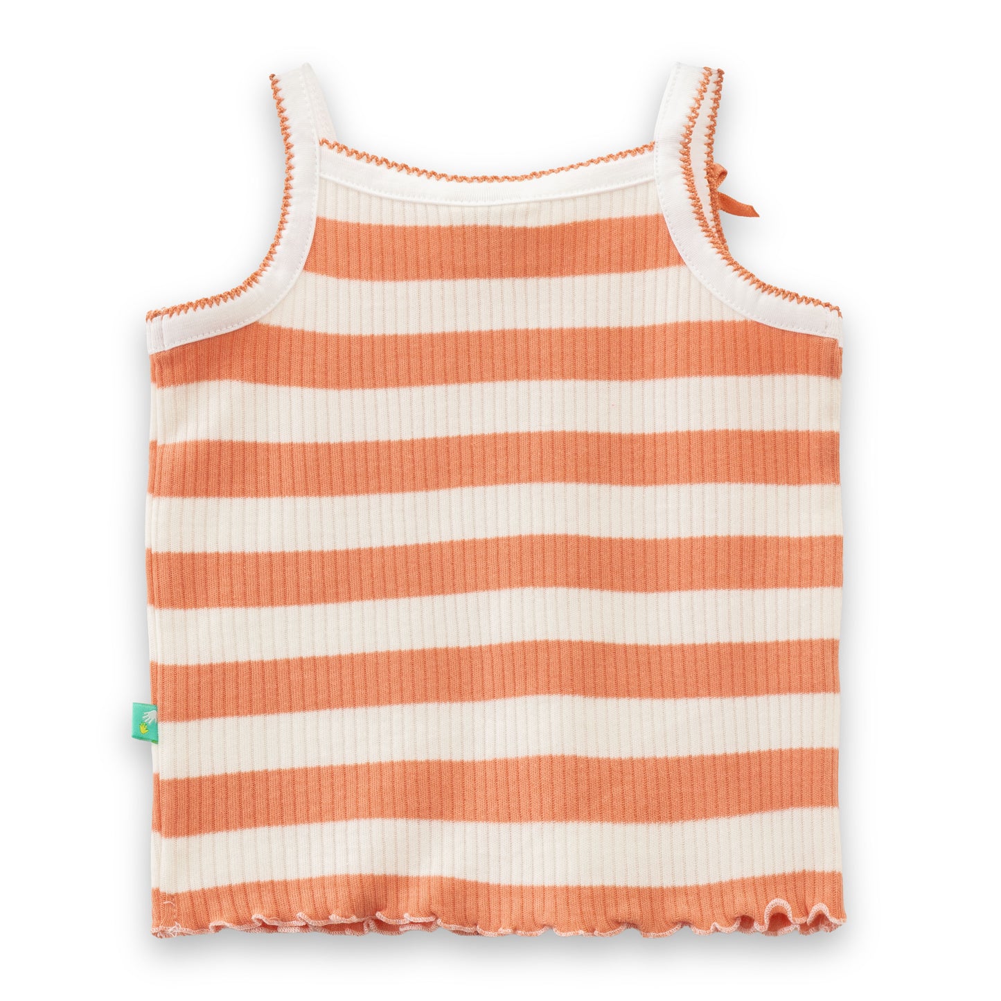 "Baby Girls' Orange & White Striped Ribbed Cotton Sleeveless Camisole and Shorts Set"