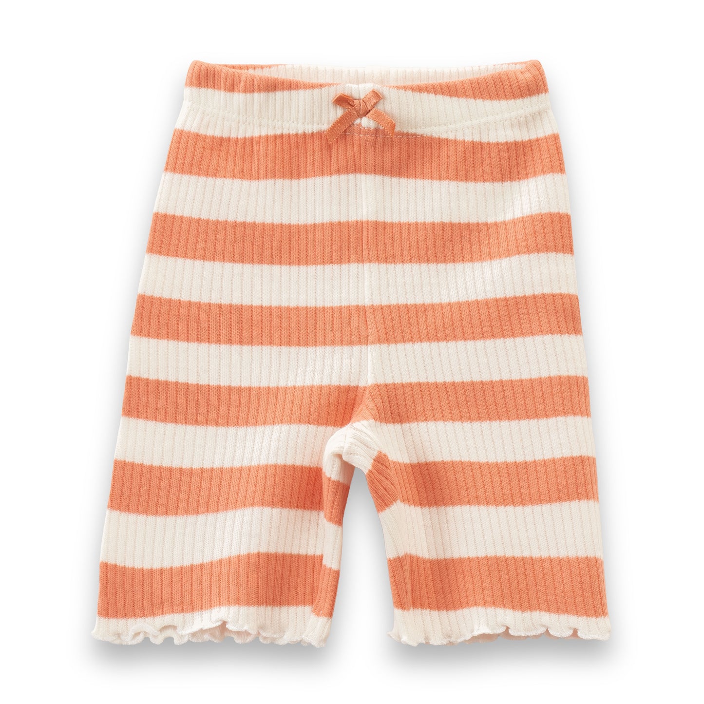 "Baby Girls' Orange & White Striped Ribbed Cotton Sleeveless Camisole and Shorts Set"