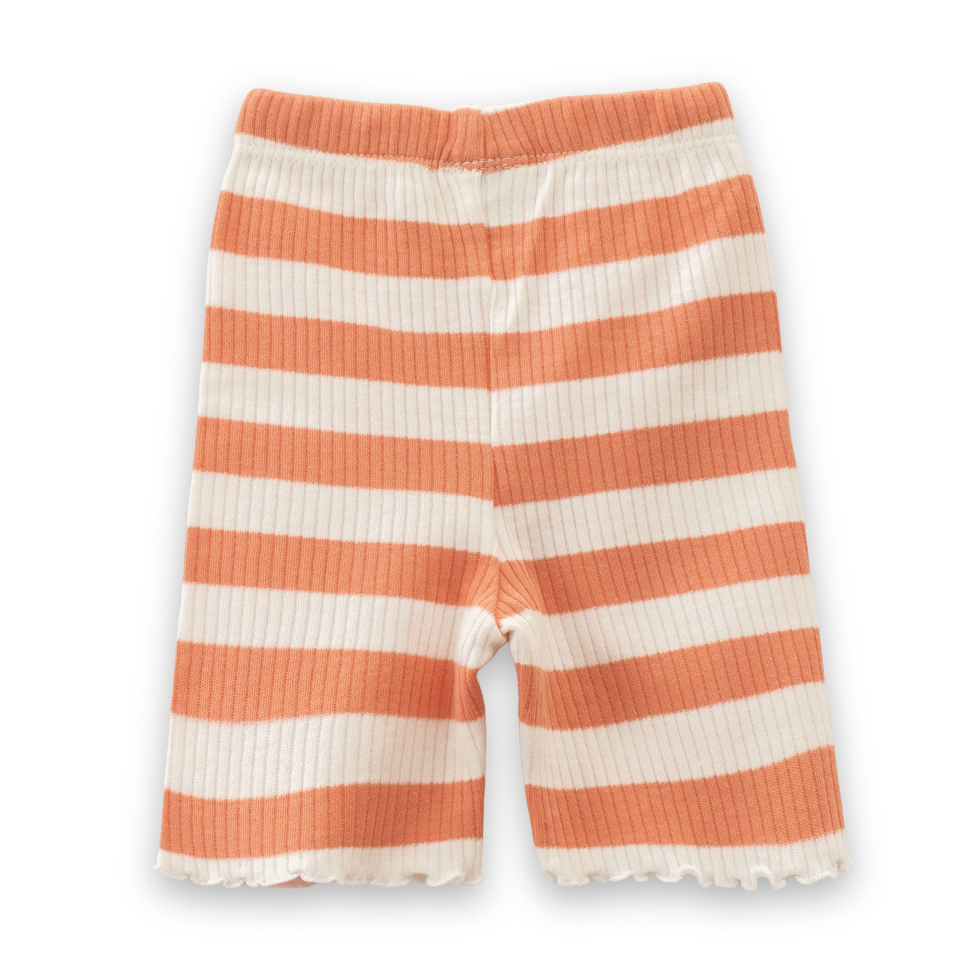 "Baby Girls' Orange & White Striped Ribbed Cotton Sleeveless Camisole and Shorts Set"