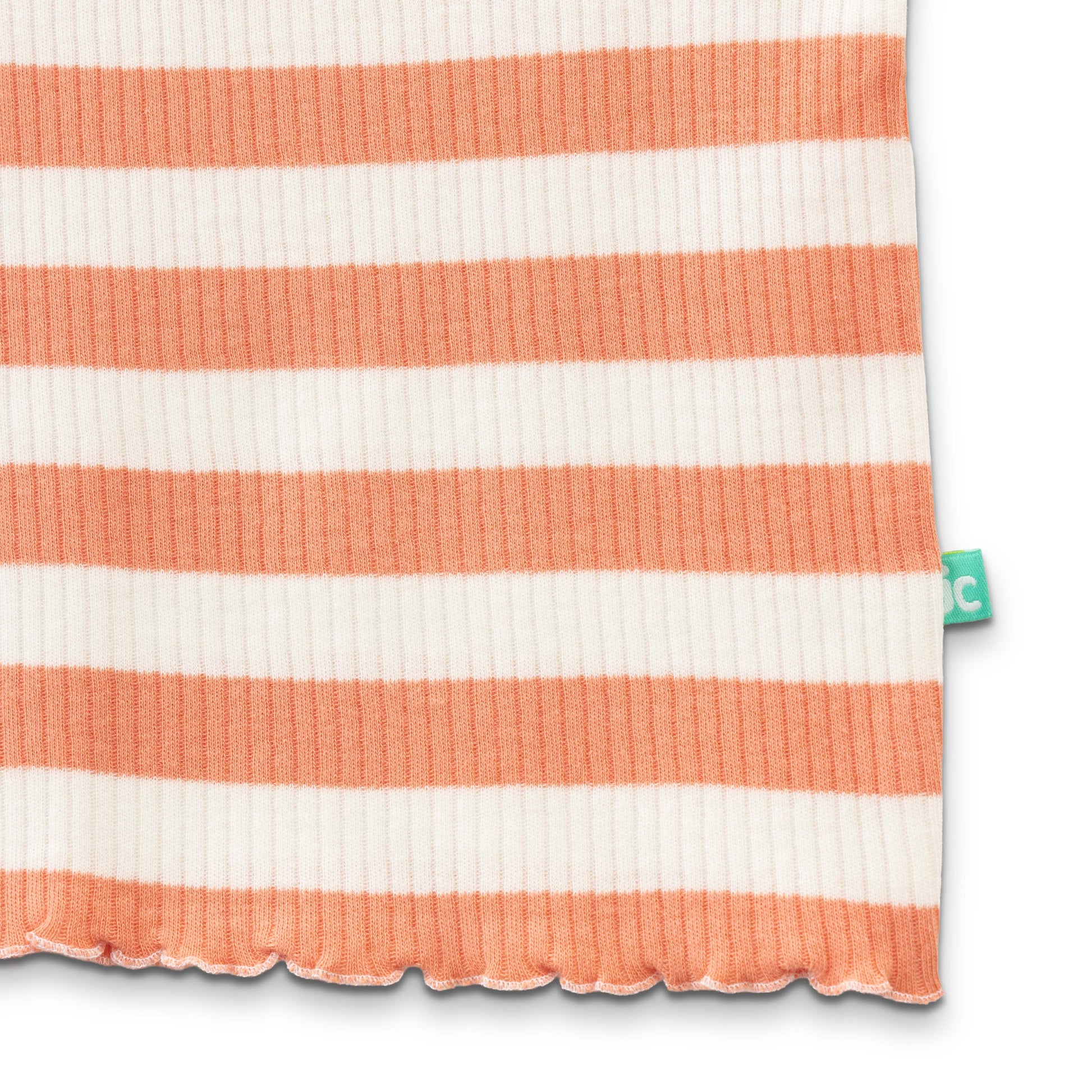 "Baby Girls' Orange & White Striped Ribbed Cotton Sleeveless Camisole and Shorts Set"