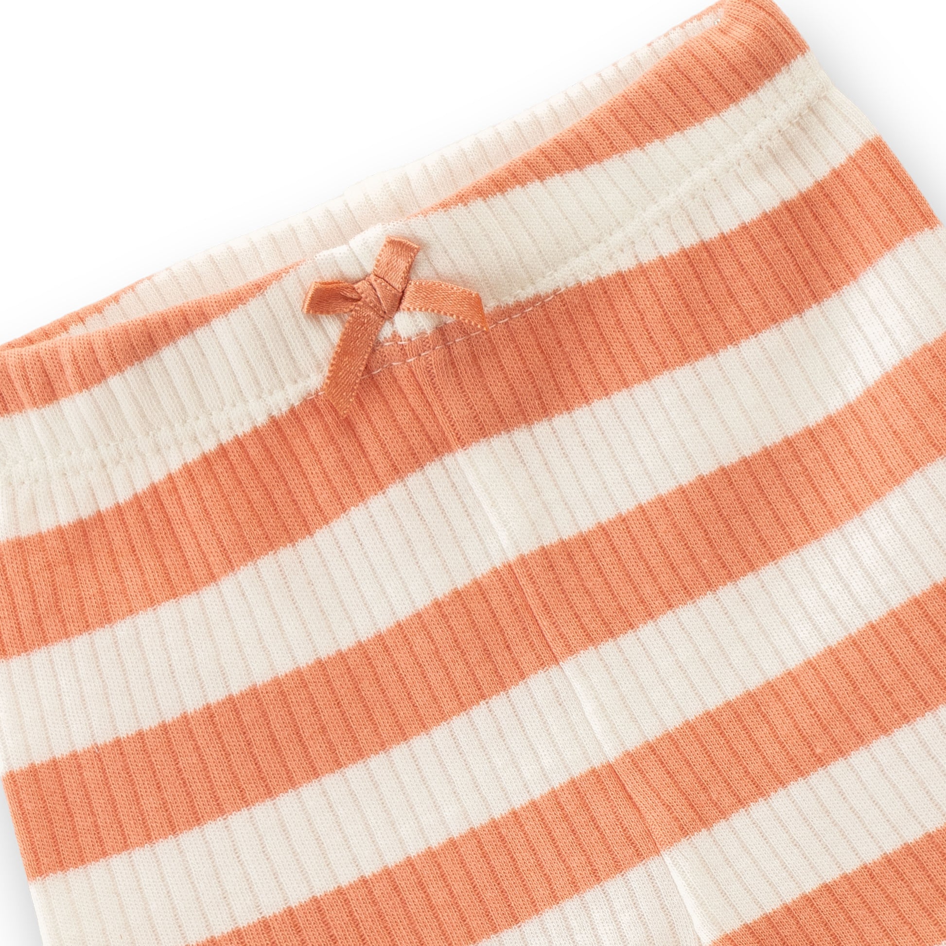 "Baby Girls' Orange & White Striped Ribbed Cotton Sleeveless Camisole and Shorts Set"