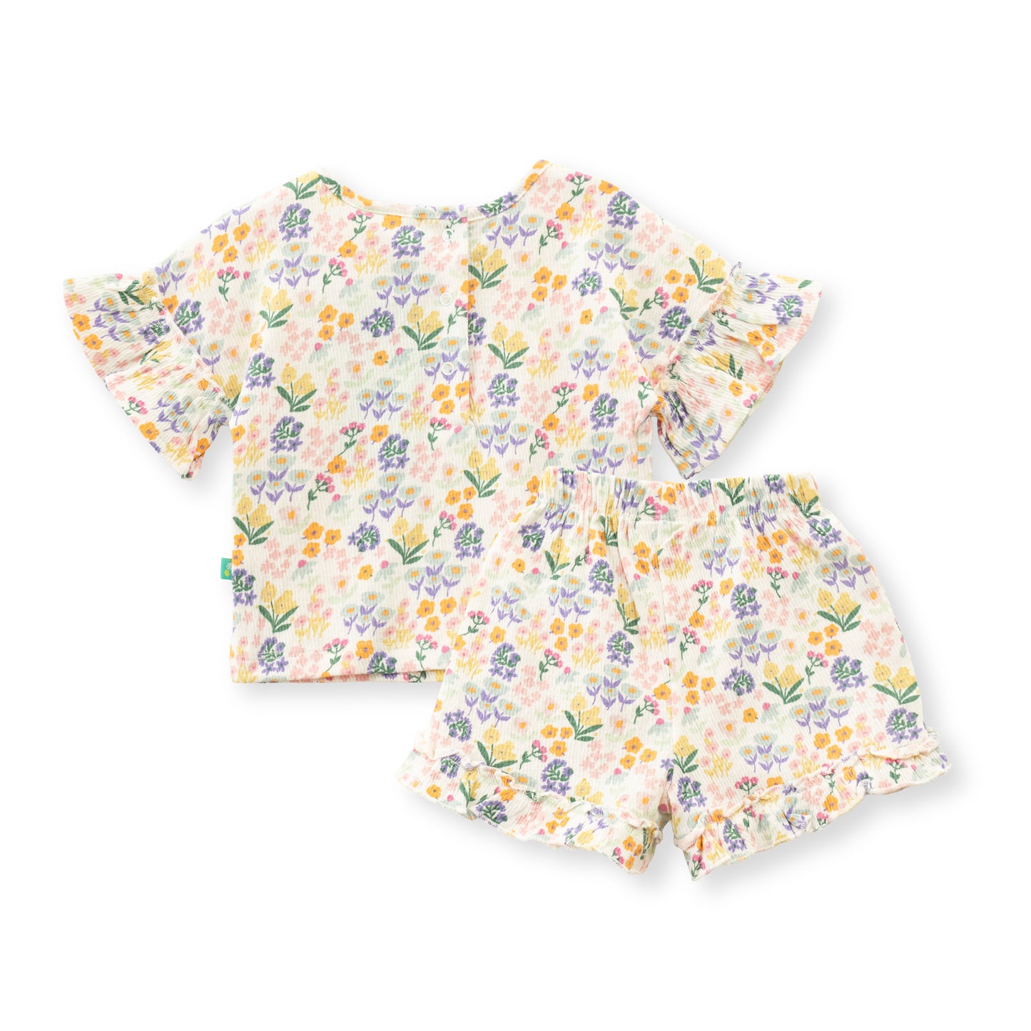 "Baby Girls' Lightweight Floral  Printed Top & Shorts Set – Soft Cotton Blend"