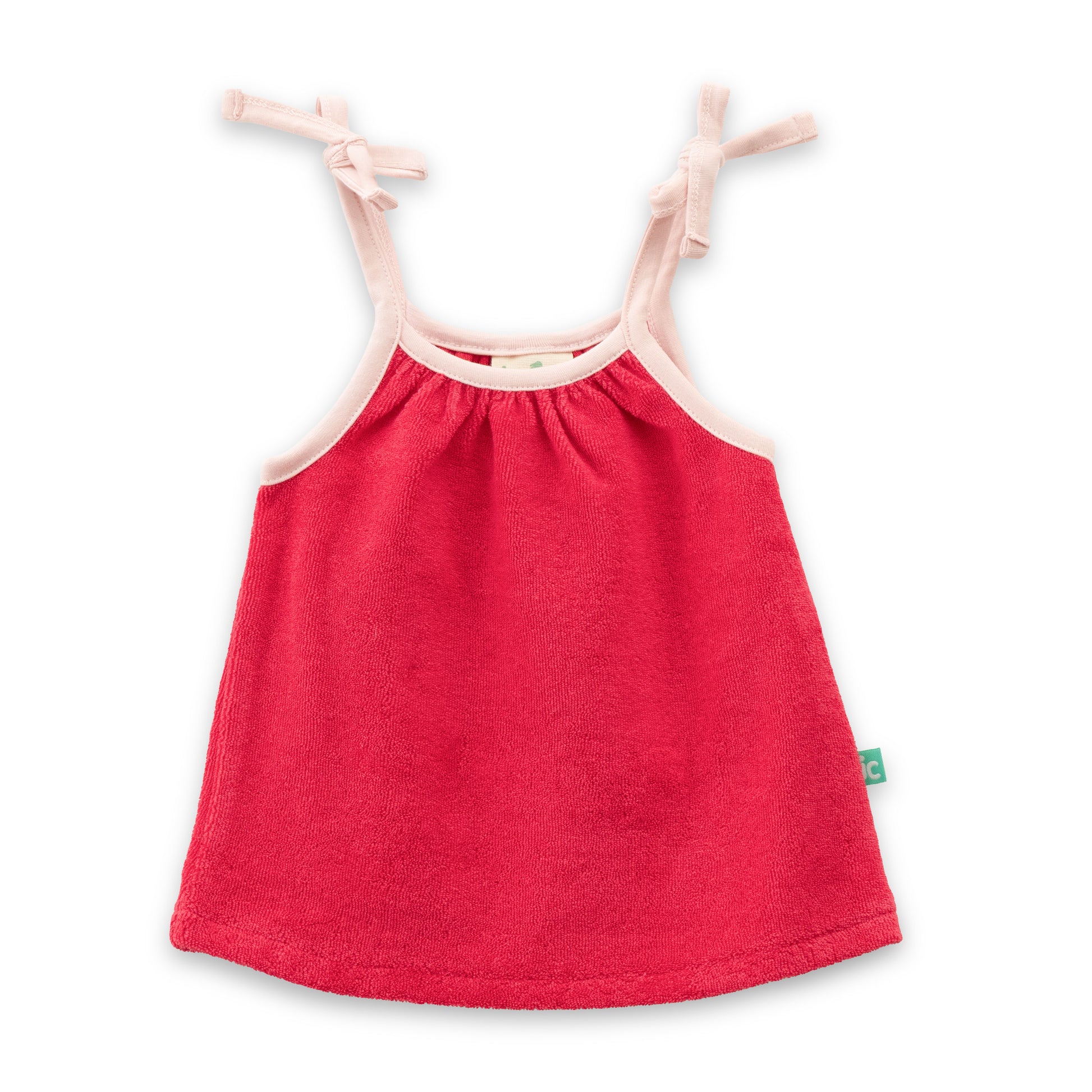 "Baby Girls' Red Terry Cotton Camisole and Shorts Set with Contrast Trim"