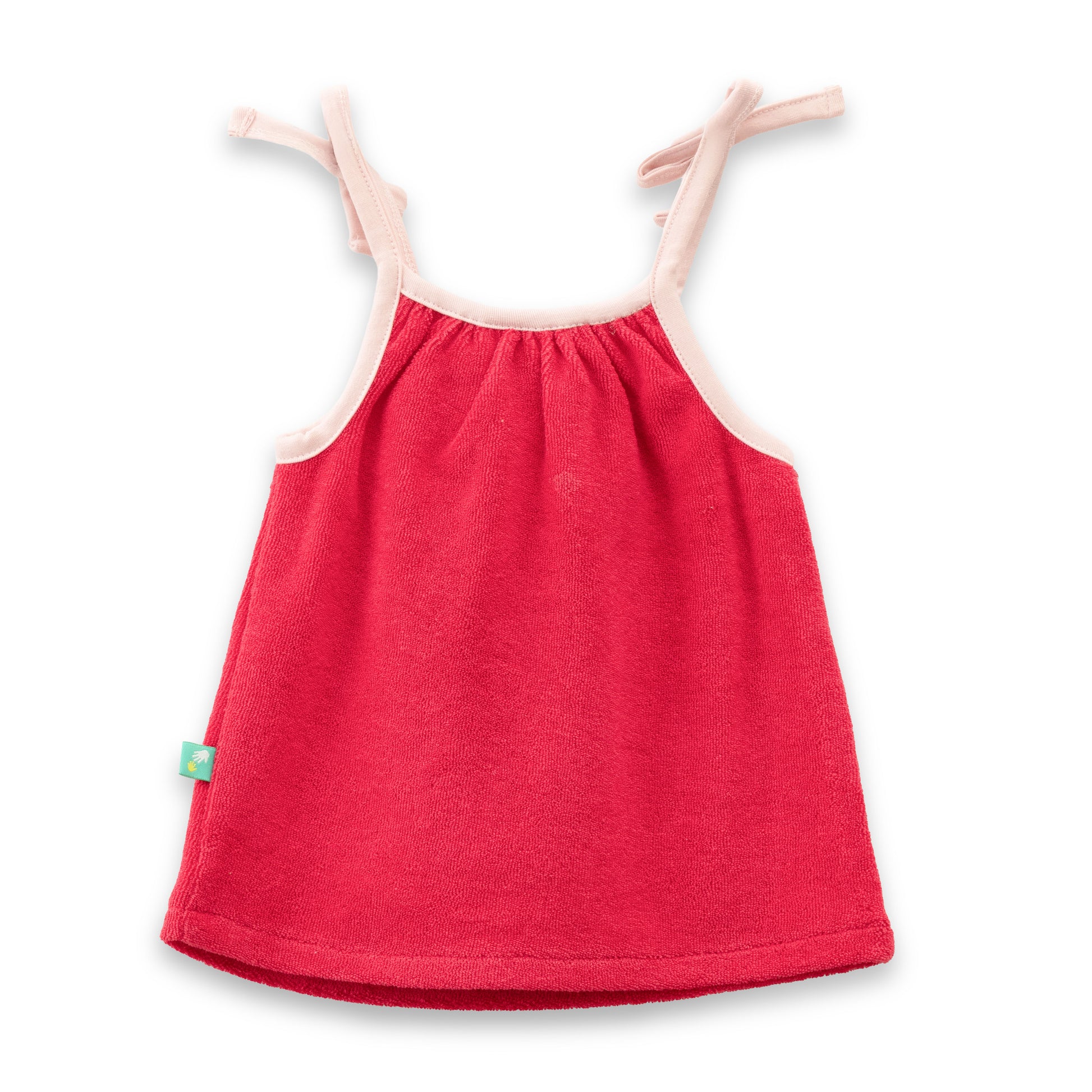 "Baby Girls' Red Terry Cotton Camisole and Shorts Set with Contrast Trim"