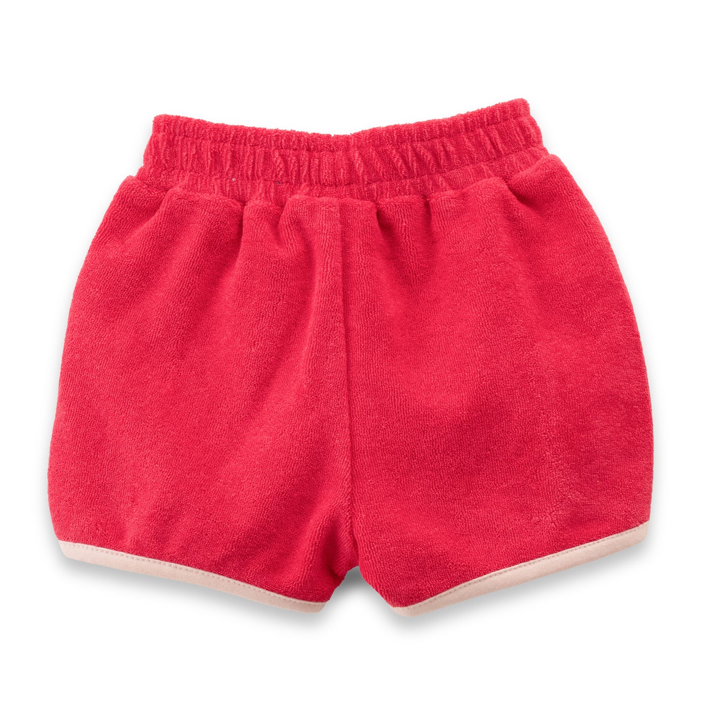 "Baby Girls' Red Terry Cotton Camisole and Shorts Set with Contrast Trim"