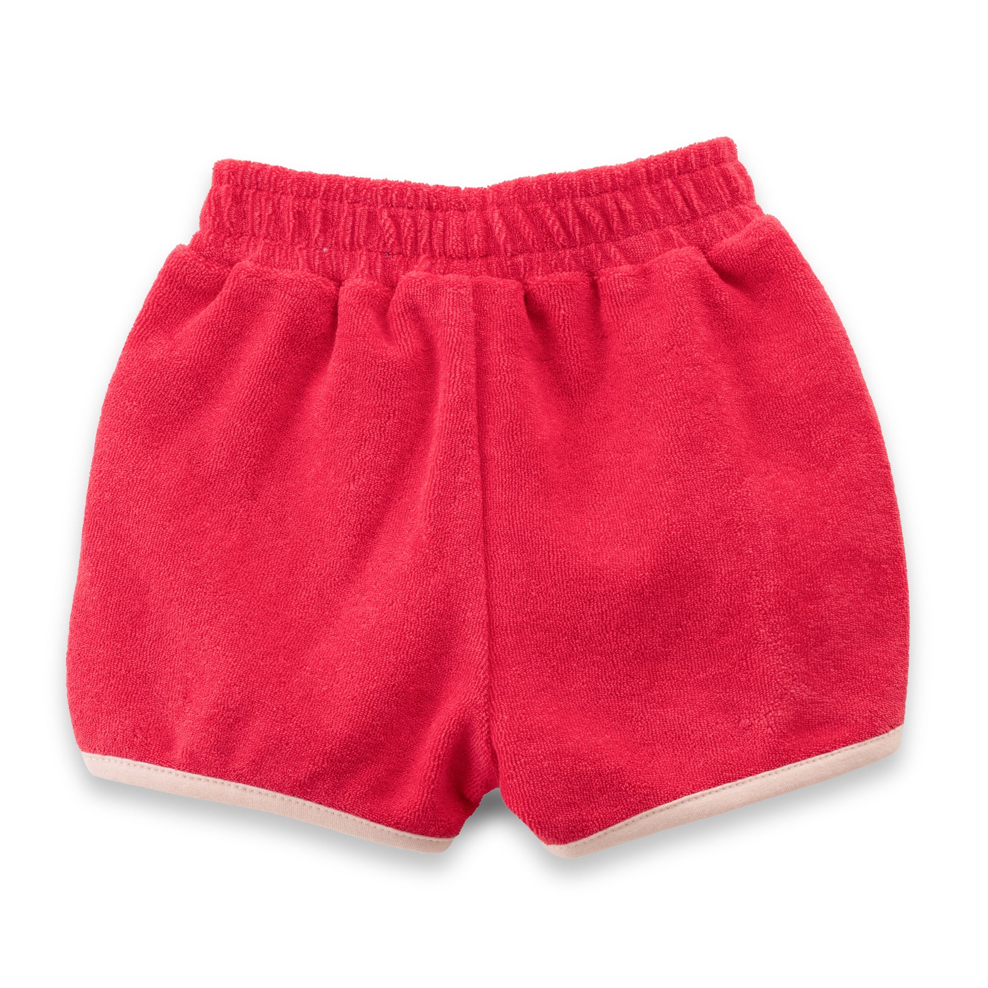 "Baby Girls' Red Terry Cotton Camisole and Shorts Set with Contrast Trim"