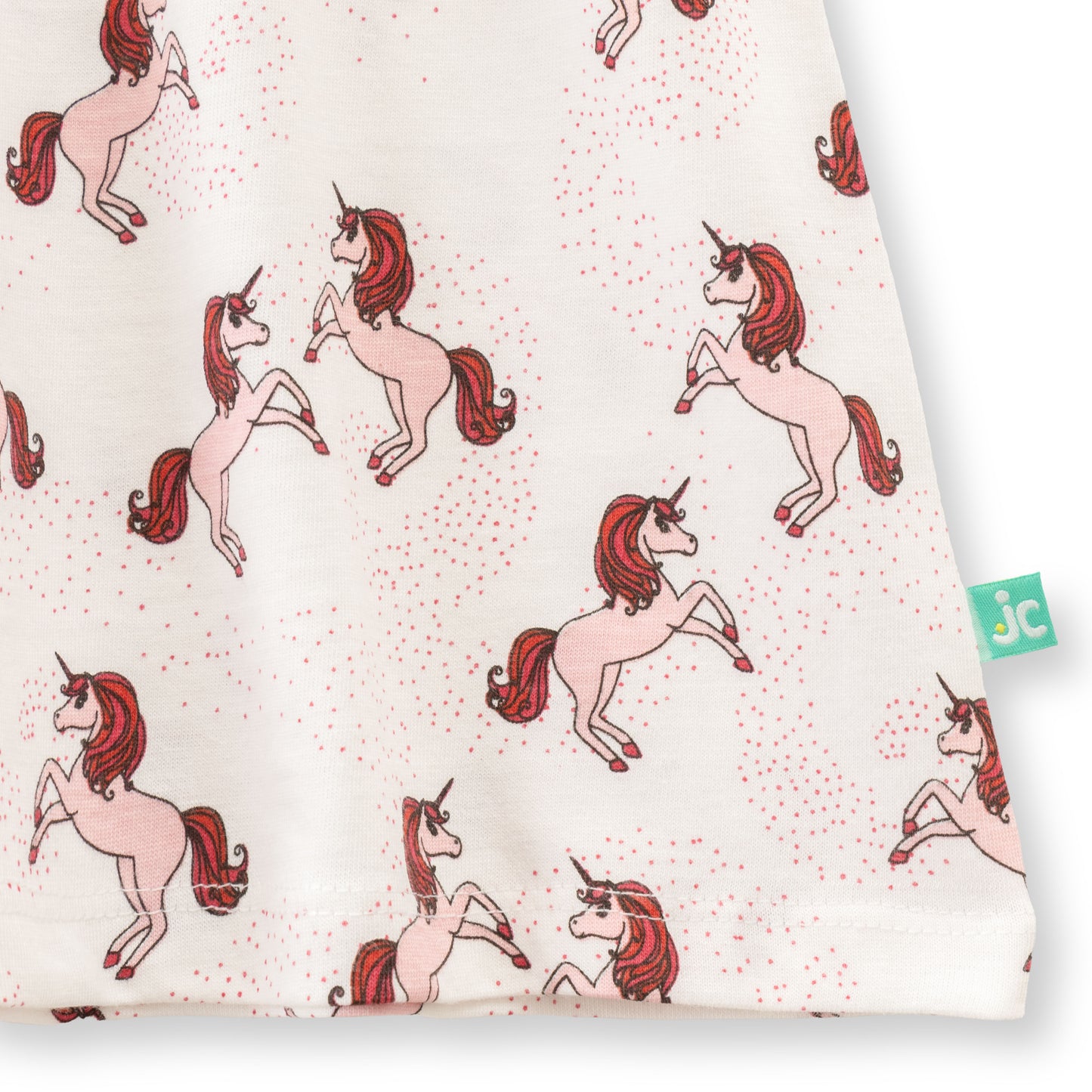 "Baby Girls Cream Unicorn Print Cotton Dress with Bow – Short Sleeve"