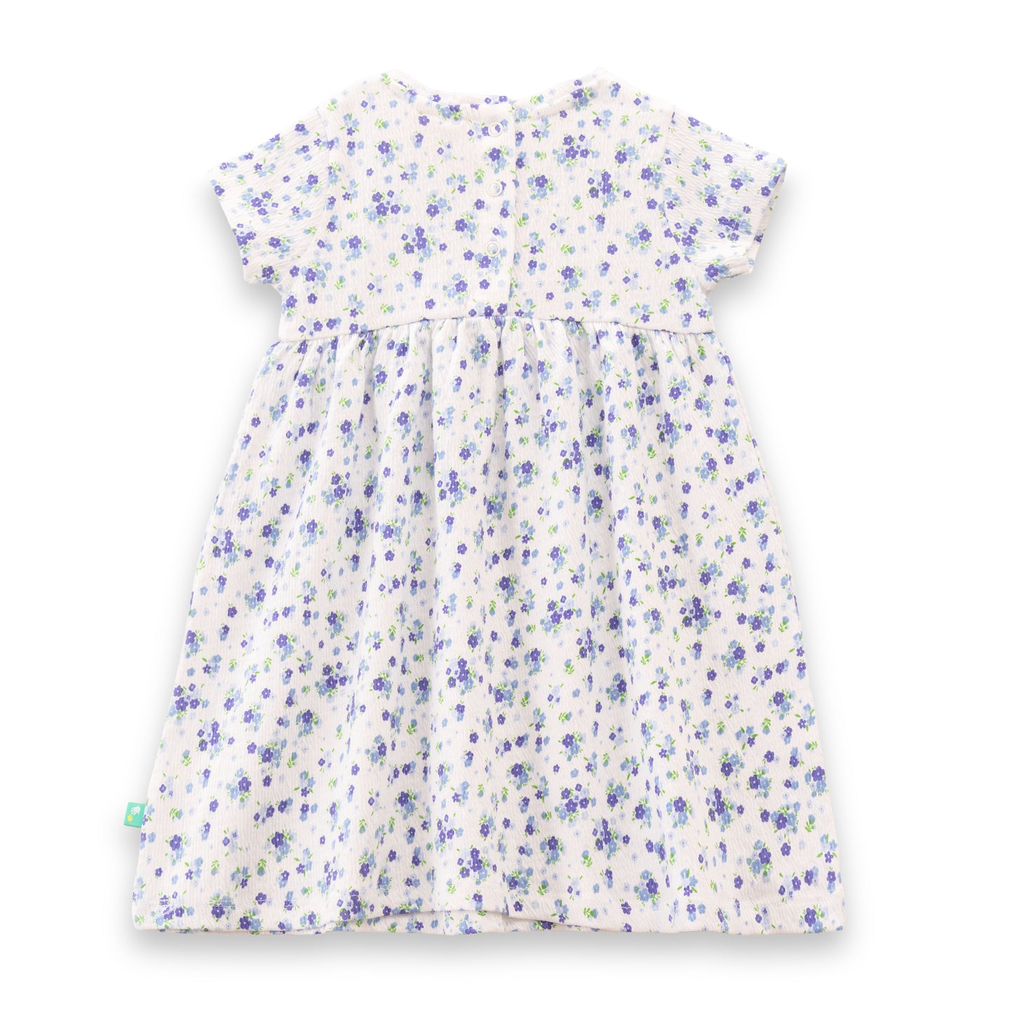 "Baby Girls White Floral Print Cotton Dress with Bow – Short Sleeve"