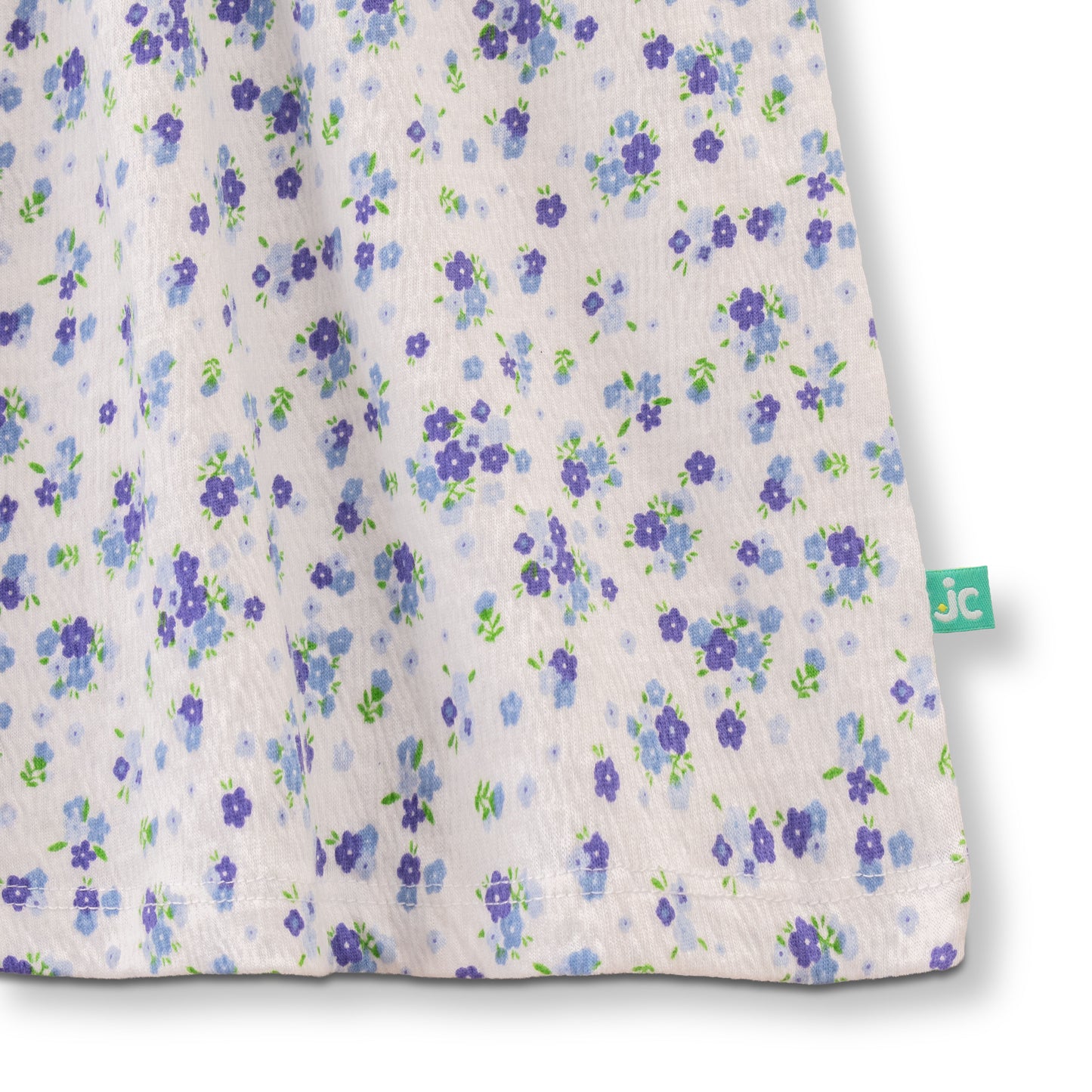 "Baby Girls White Floral Print Cotton Dress with Bow – Short Sleeve"