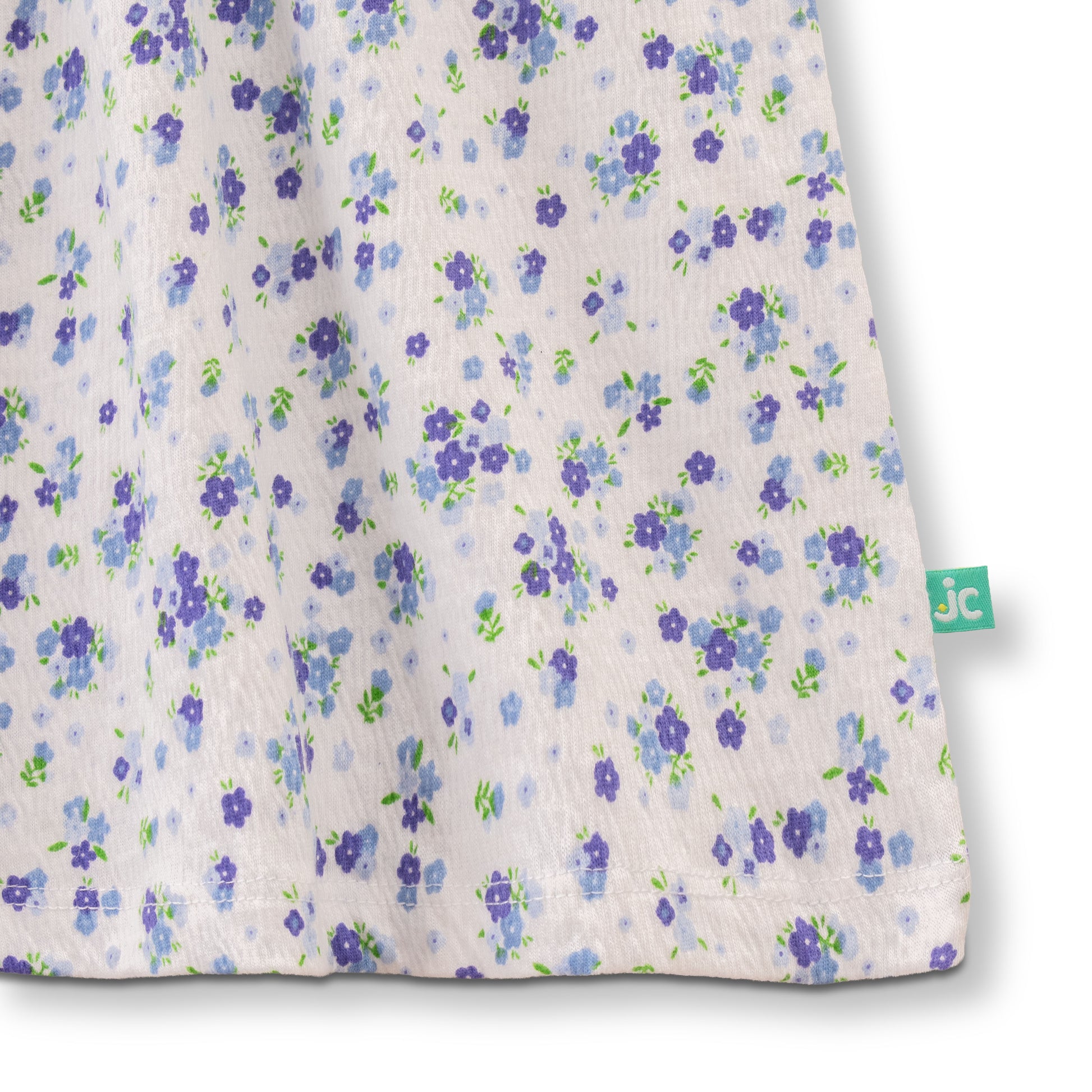 "Baby Girls White Floral Print Cotton Dress with Bow – Short Sleeve"