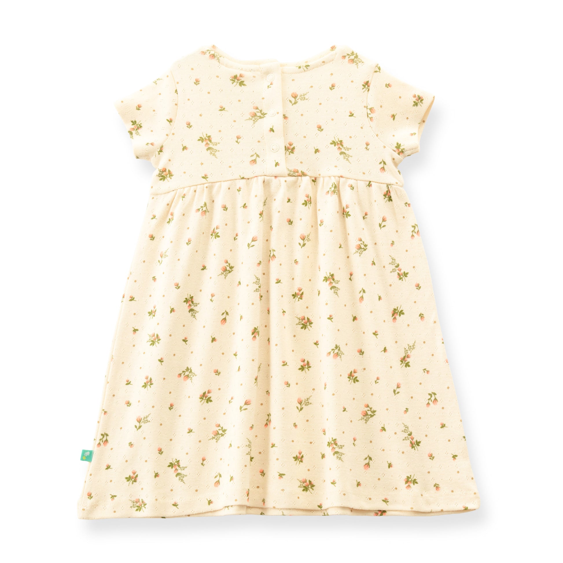 "Baby Girls' Floral Print Cotton Frock with Bow – Off-white"