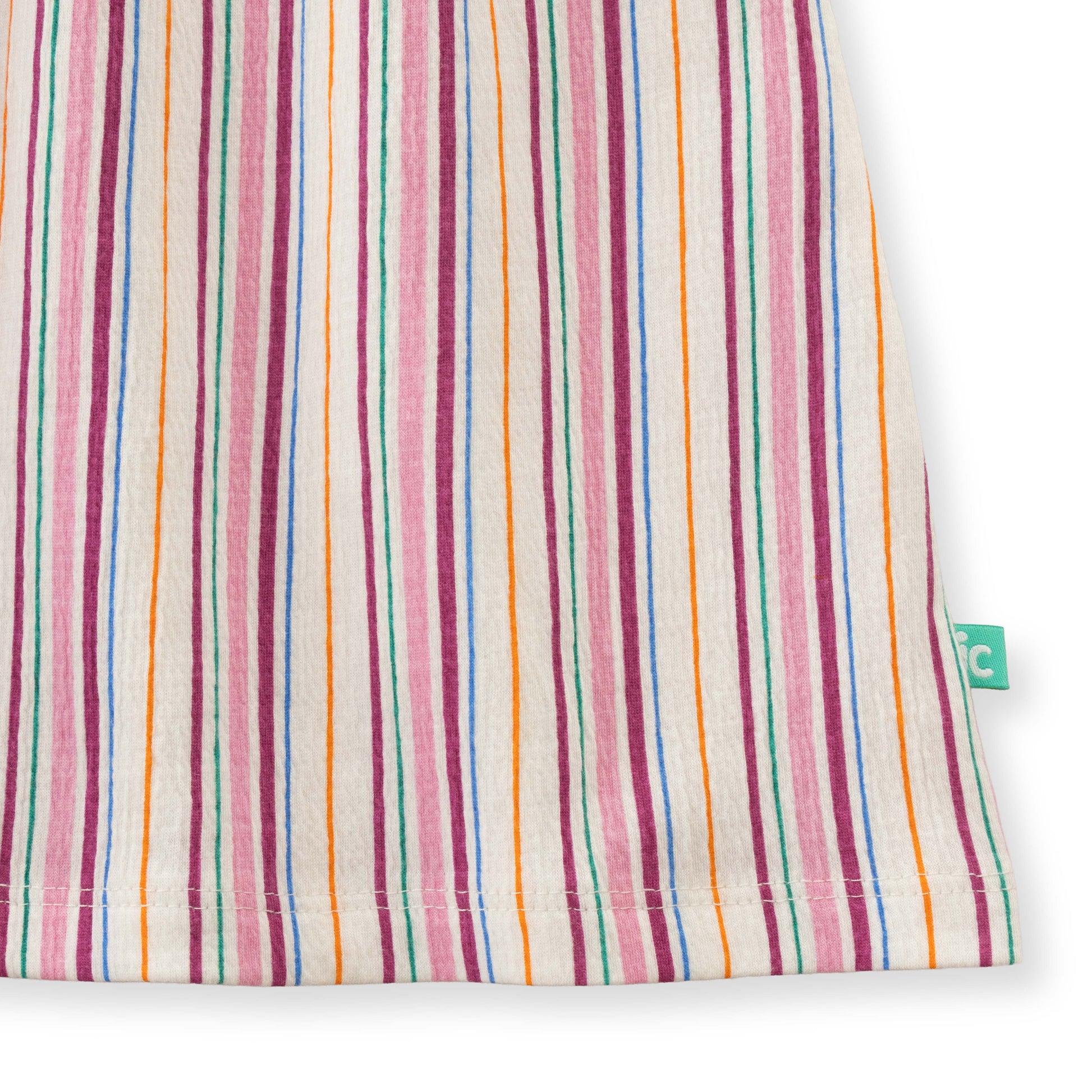 "Baby Girls Multicolor Striped Cotton Dress with Bow – Short Sleeve Casual Wear"