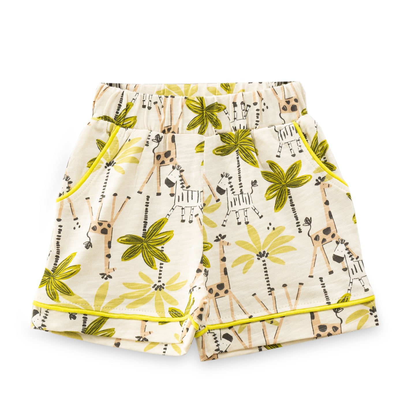 "Baby Girls Giraffe & Palm Print Cotton Night Suit – Short Sleeves Top & Shorts Set"