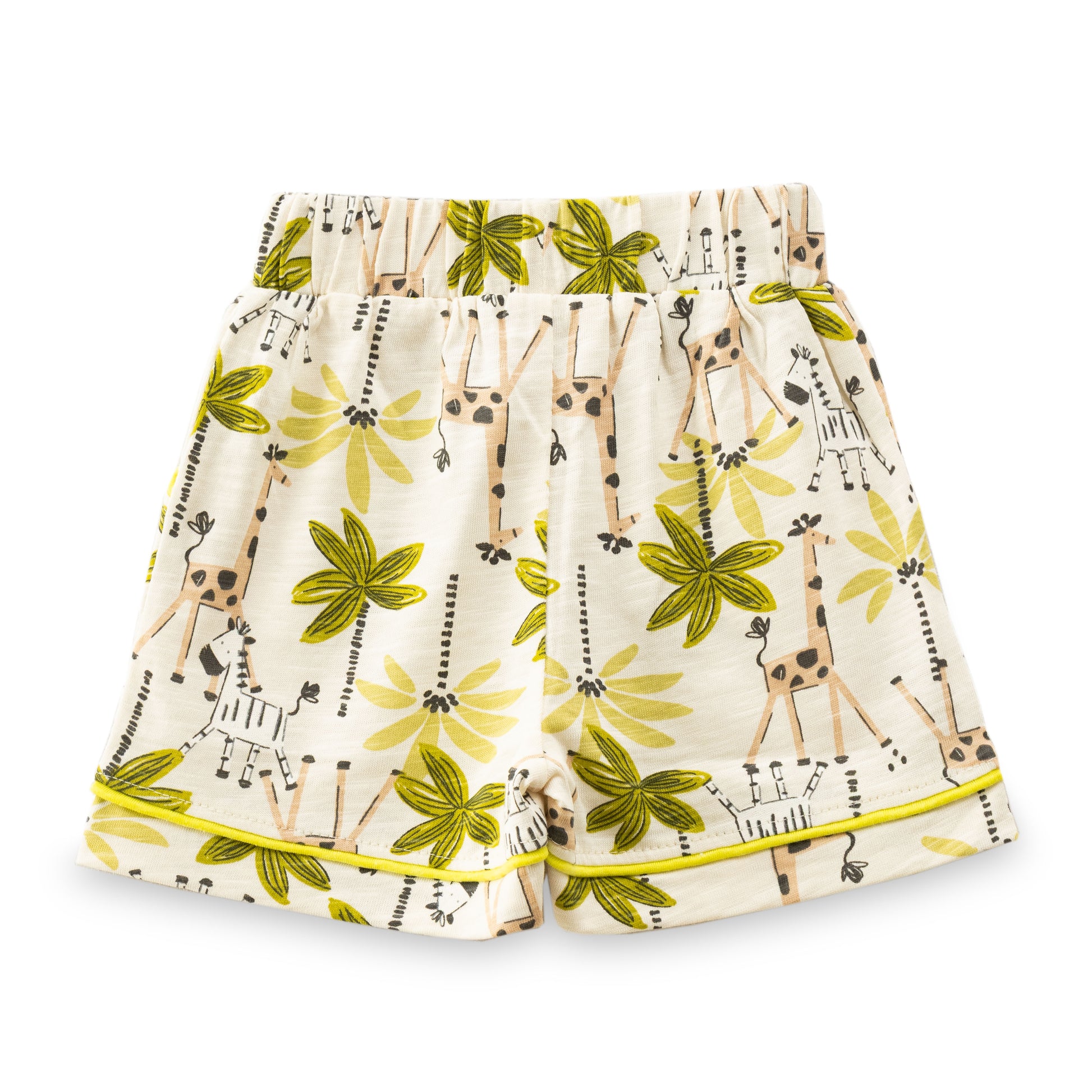 "Baby Girls Giraffe & Palm Print Cotton Night Suit – Short Sleeves Top & Shorts Set"