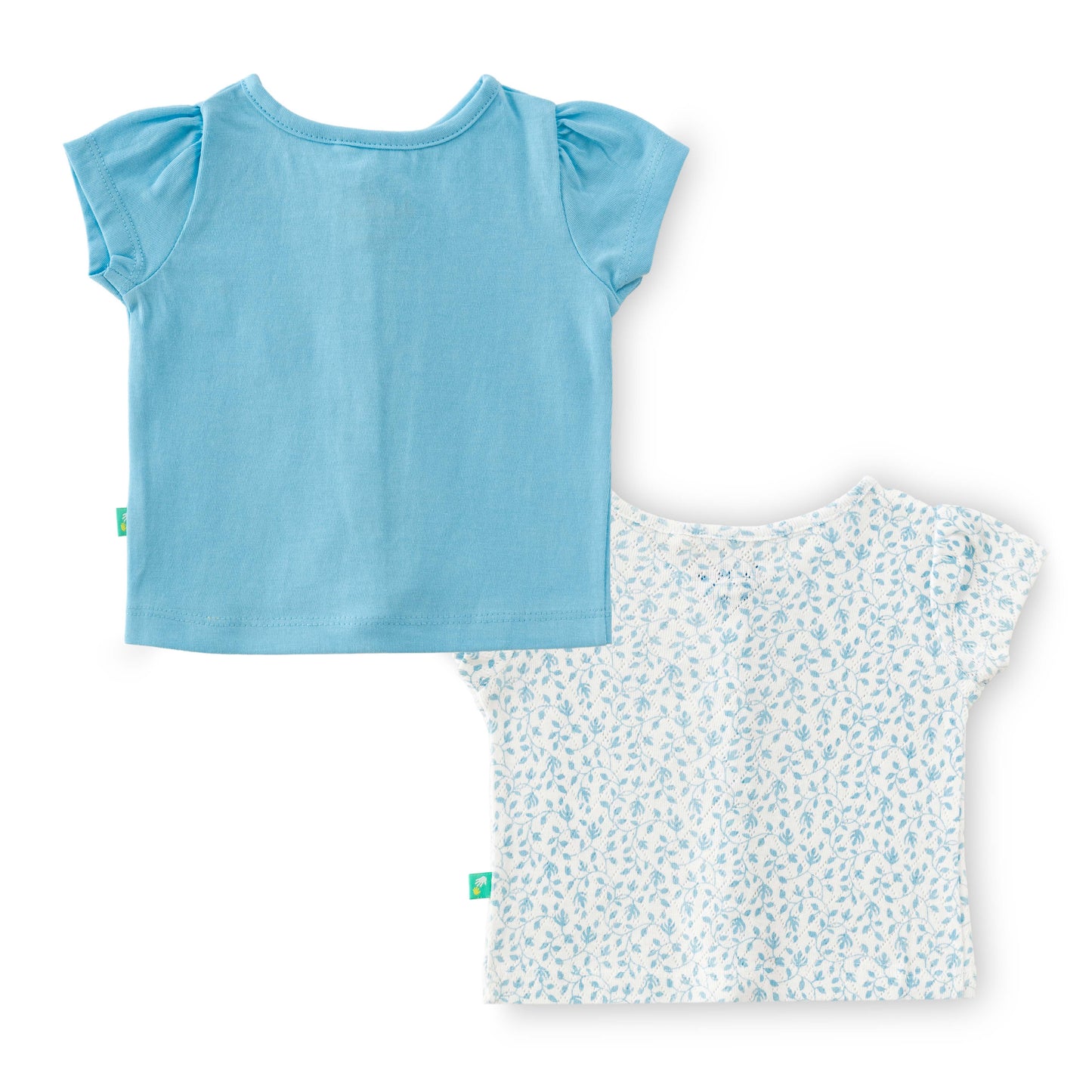 "Baby Girls' Blue Cotton Front-Open Jhabla – Pack of 2 (Bunny Embroidery & Floral Print)"