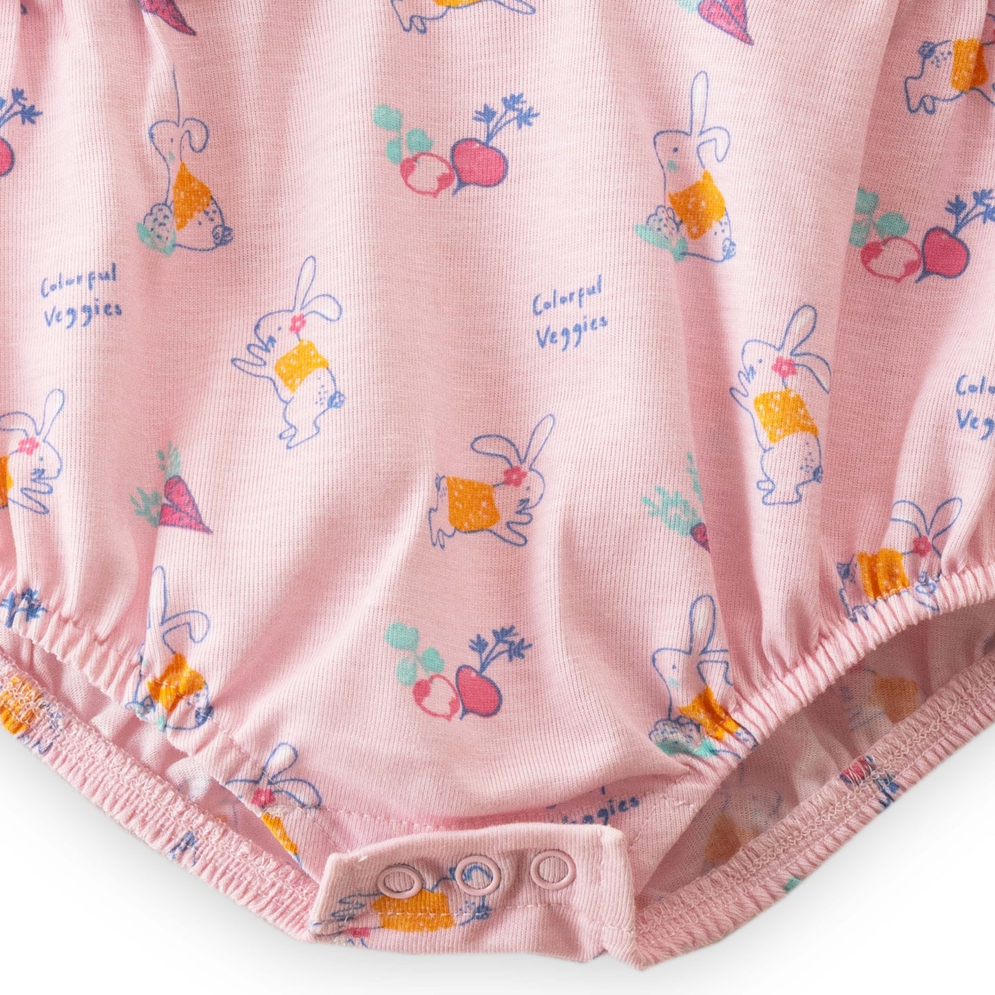 "Baby Girls' Pink Ruffled with Bunny & Veggie Print – Soft Cotton Bodysuit"
