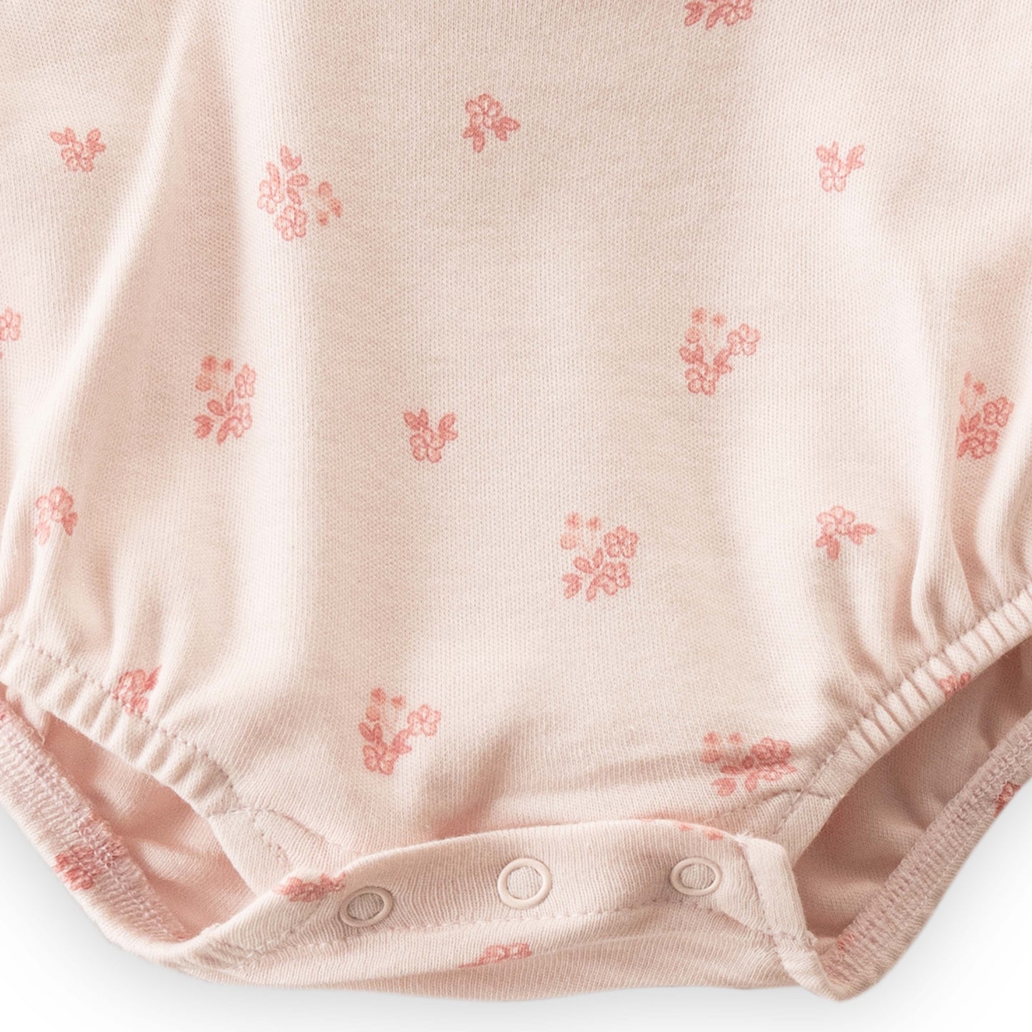 "Baby Girls' Light Pink Floral Print with Ruffle Sleeves – Soft Cotton Bodysuit"