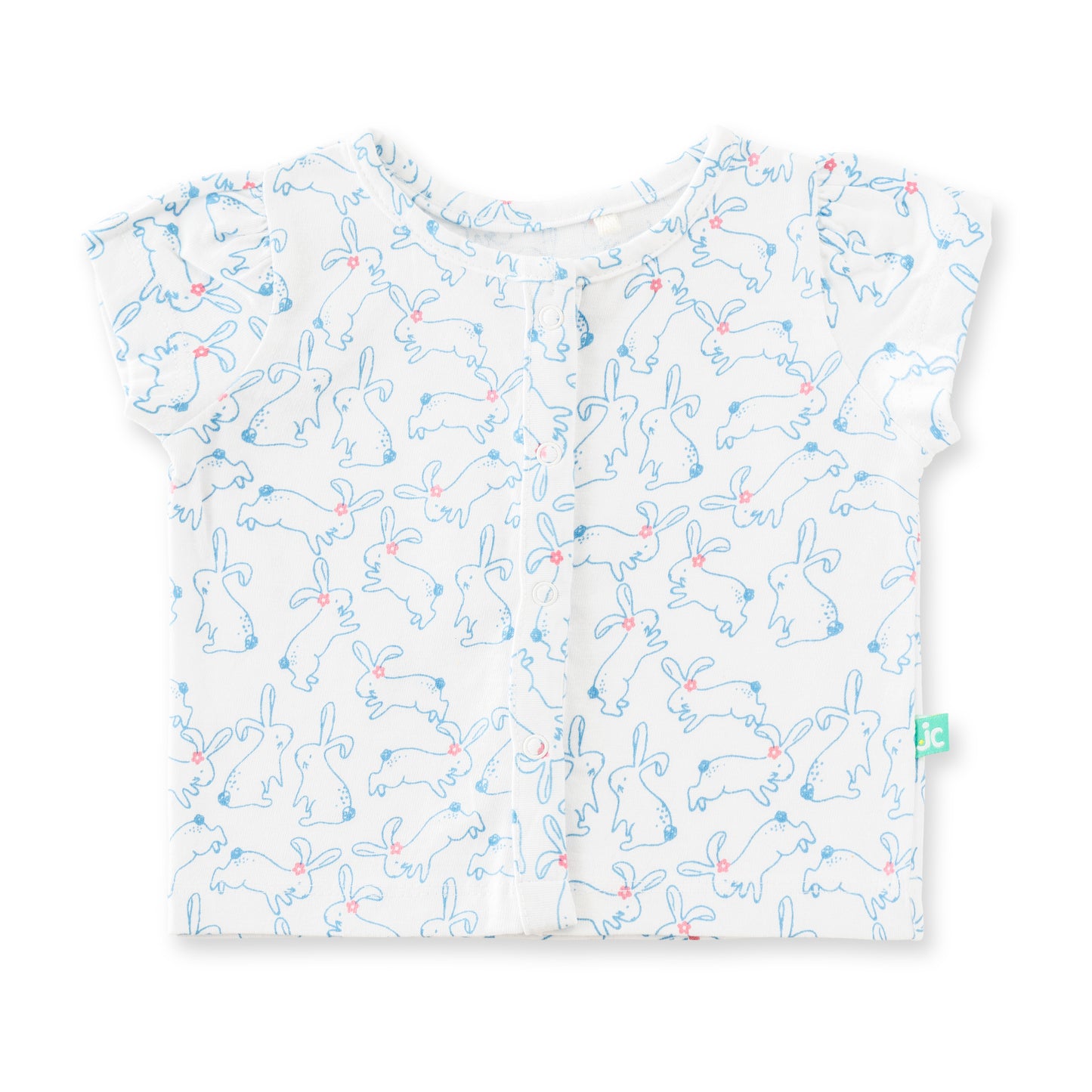 "Baby Girls' Pack of 2 Soft Cotton Front-Open Jhabla   – Bunny Print & Stripes