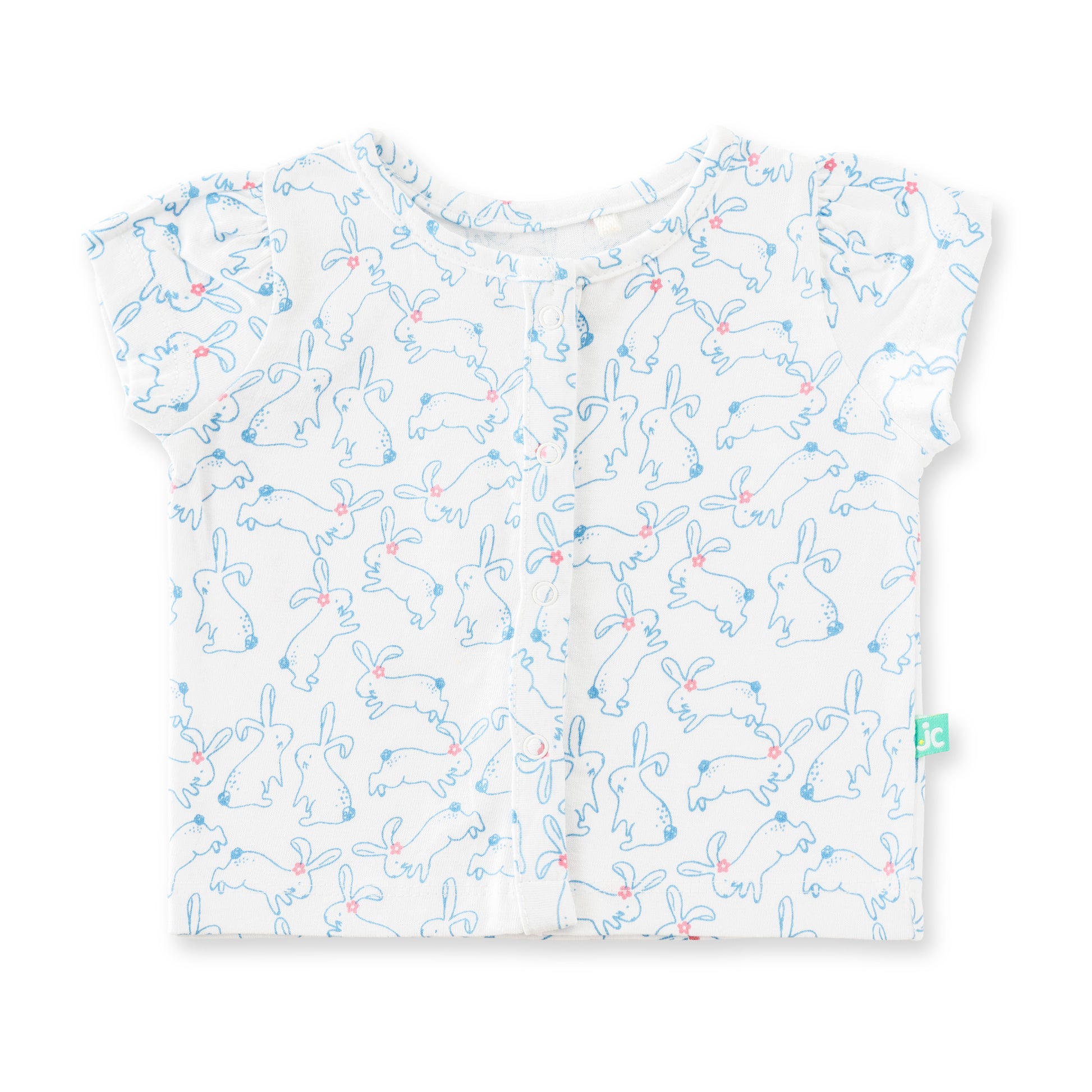 "Baby Girls' Pack of 2 Soft Cotton Front-Open Jhabla   – Bunny Print & Stripes