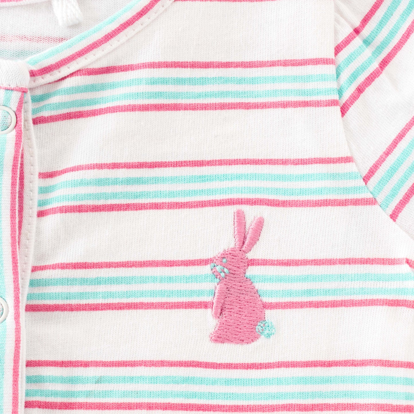"Baby Girls' Pack of 2 Soft Cotton Front-Open Jhabla   – Bunny Print & Stripes
