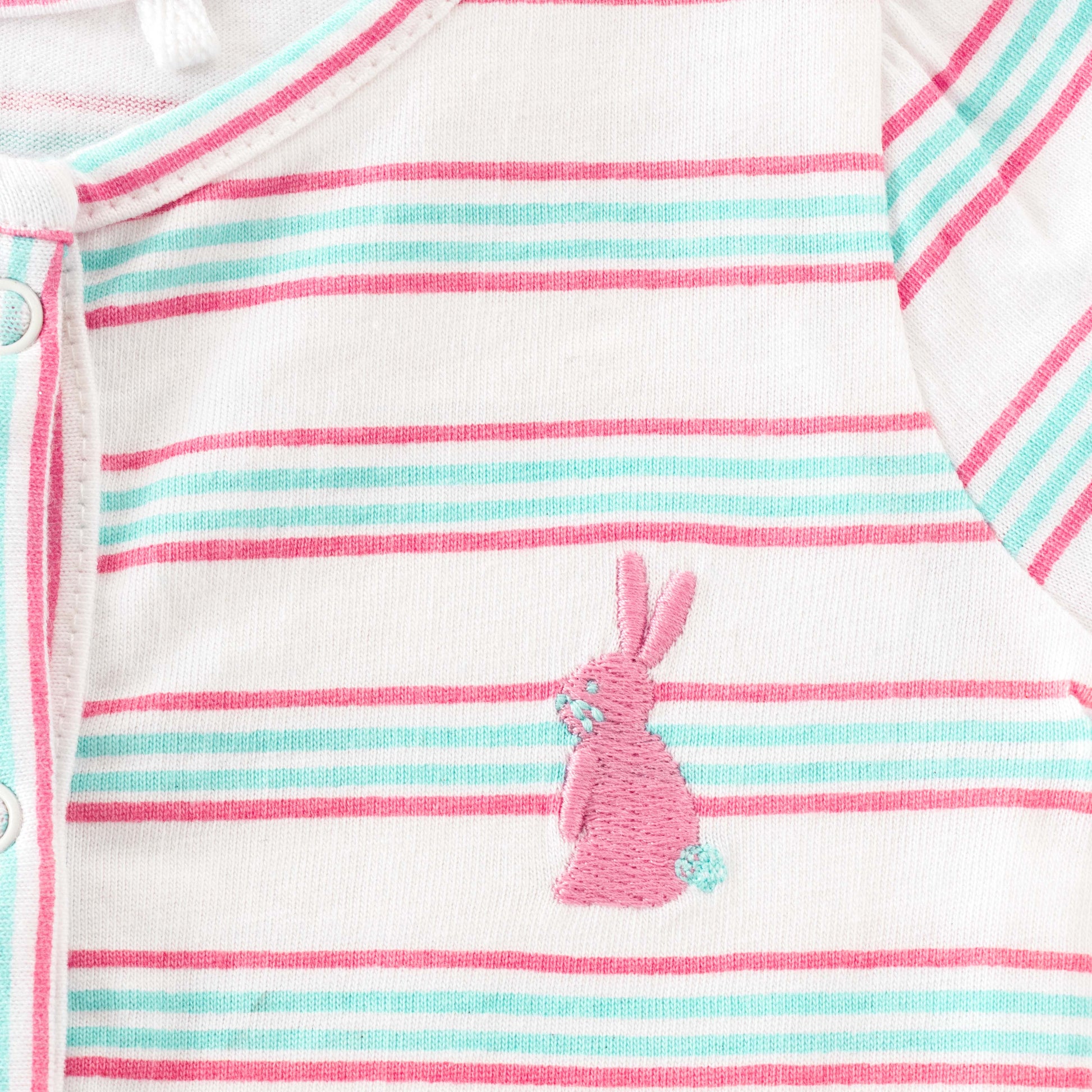 "Baby Girls' Pack of 2 Soft Cotton Front-Open Jhabla   – Bunny Print & Stripes