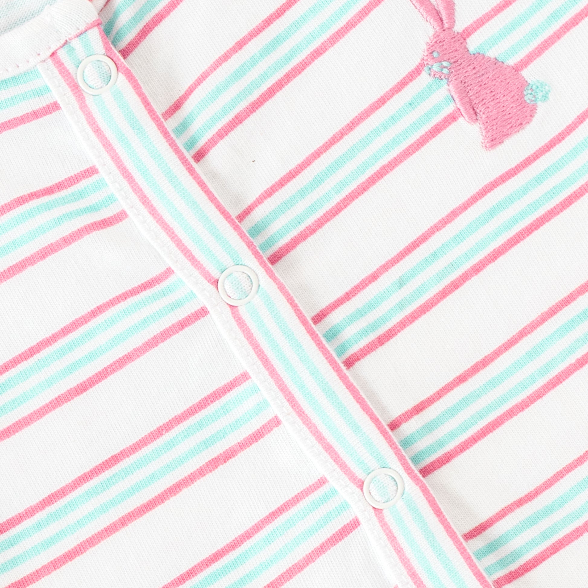 "Baby Girls' Pack of 2 Soft Cotton Front-Open Jhabla   – Bunny Print & Stripes