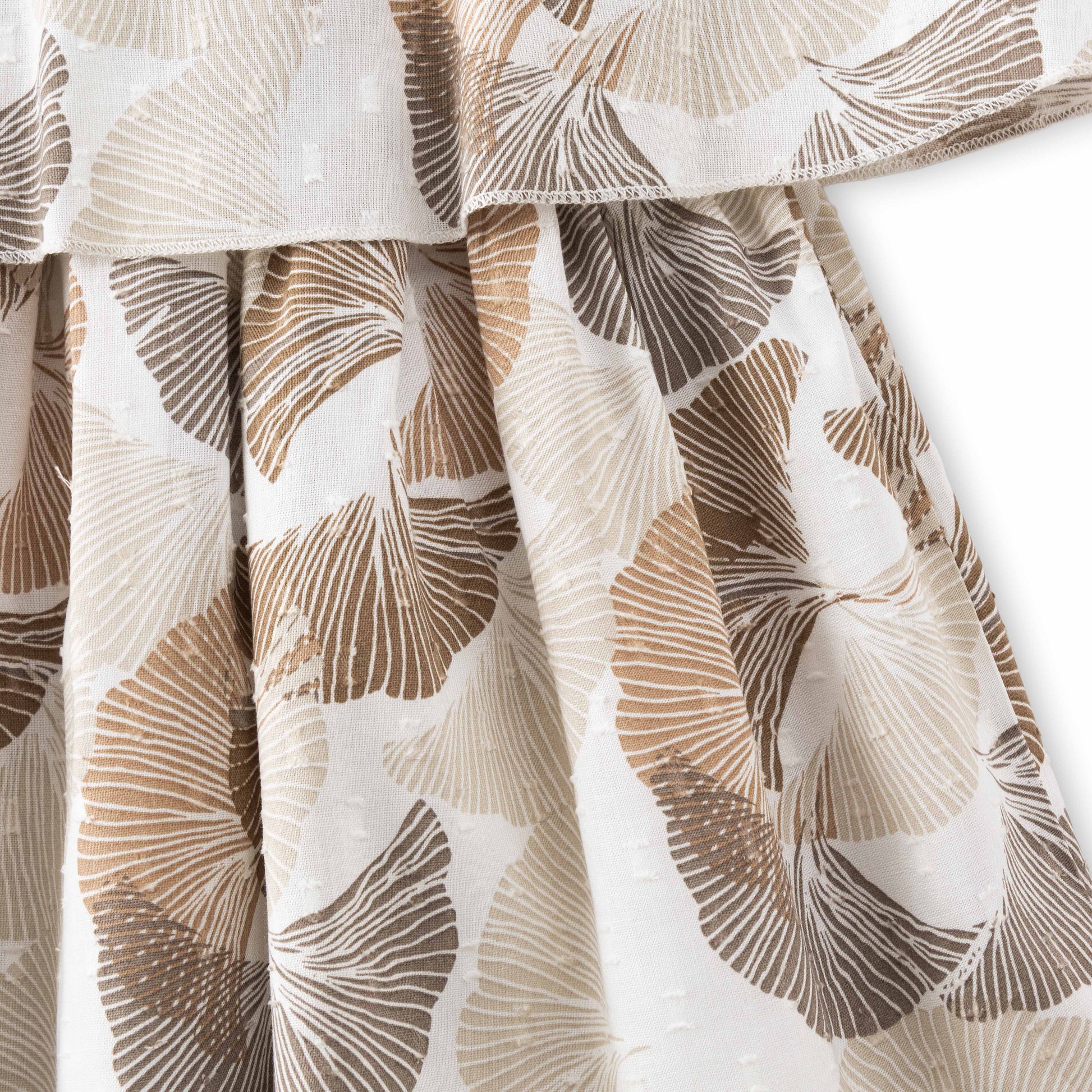"Girls Sleeveless Layered Frock with Leaf Print – Beige & Brown"