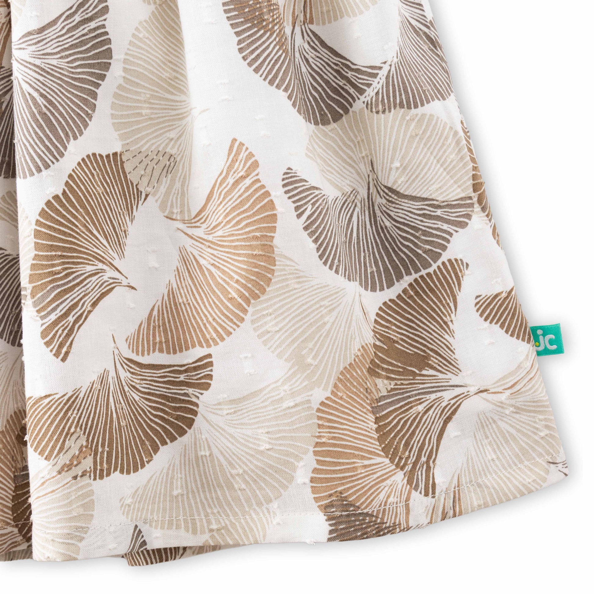 "Girls Sleeveless Layered Frock with Leaf Print – Beige & Brown"