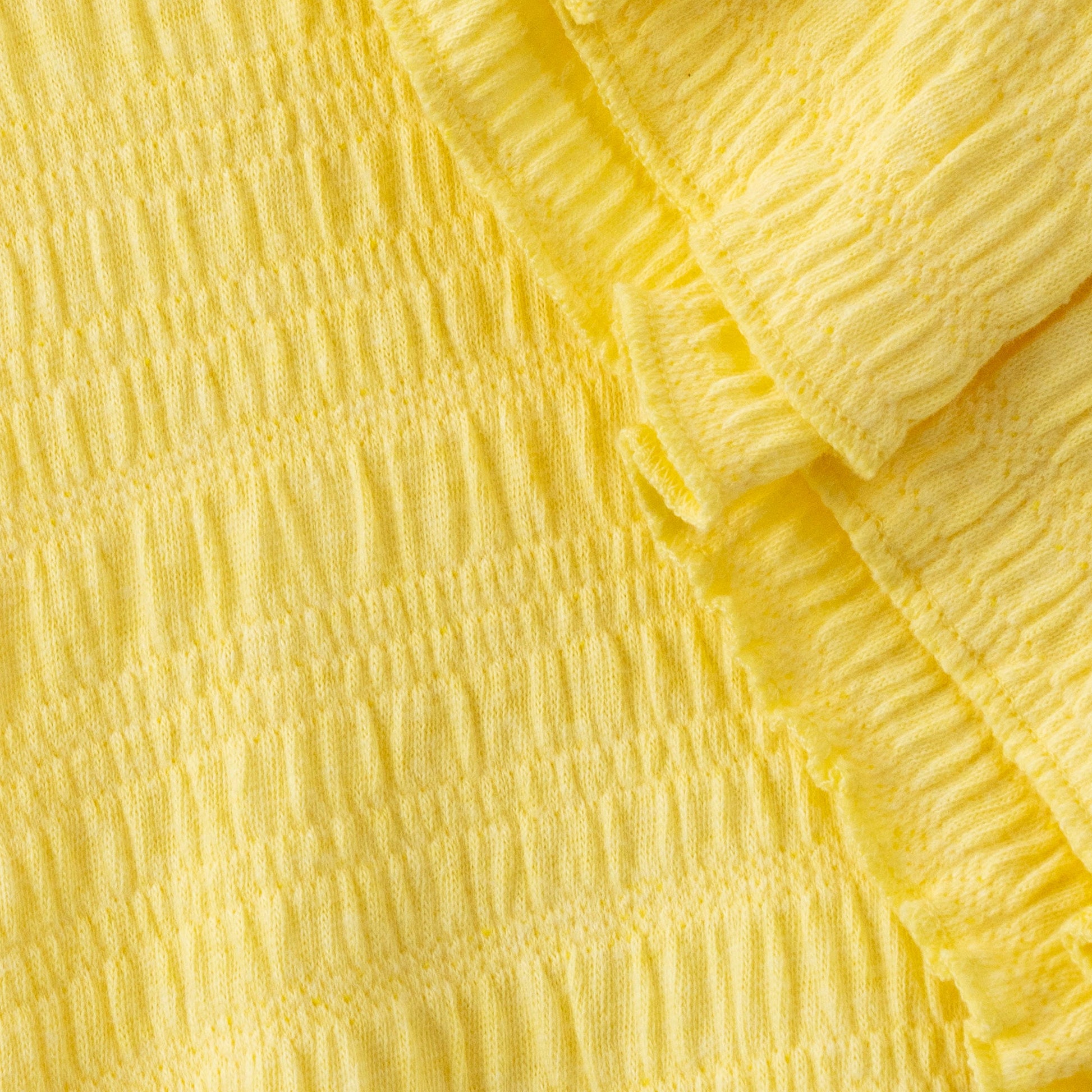 "Girls Yellow Sleeveless Top with Ruffle Neck & Butterfly Embroidery"