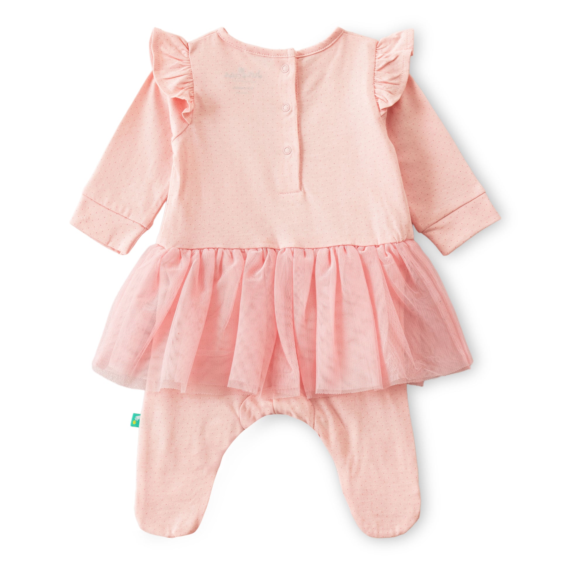 Baby Girls' Pink Bunny Print Tutu Sleepsuit with Full Sleeves & Footed