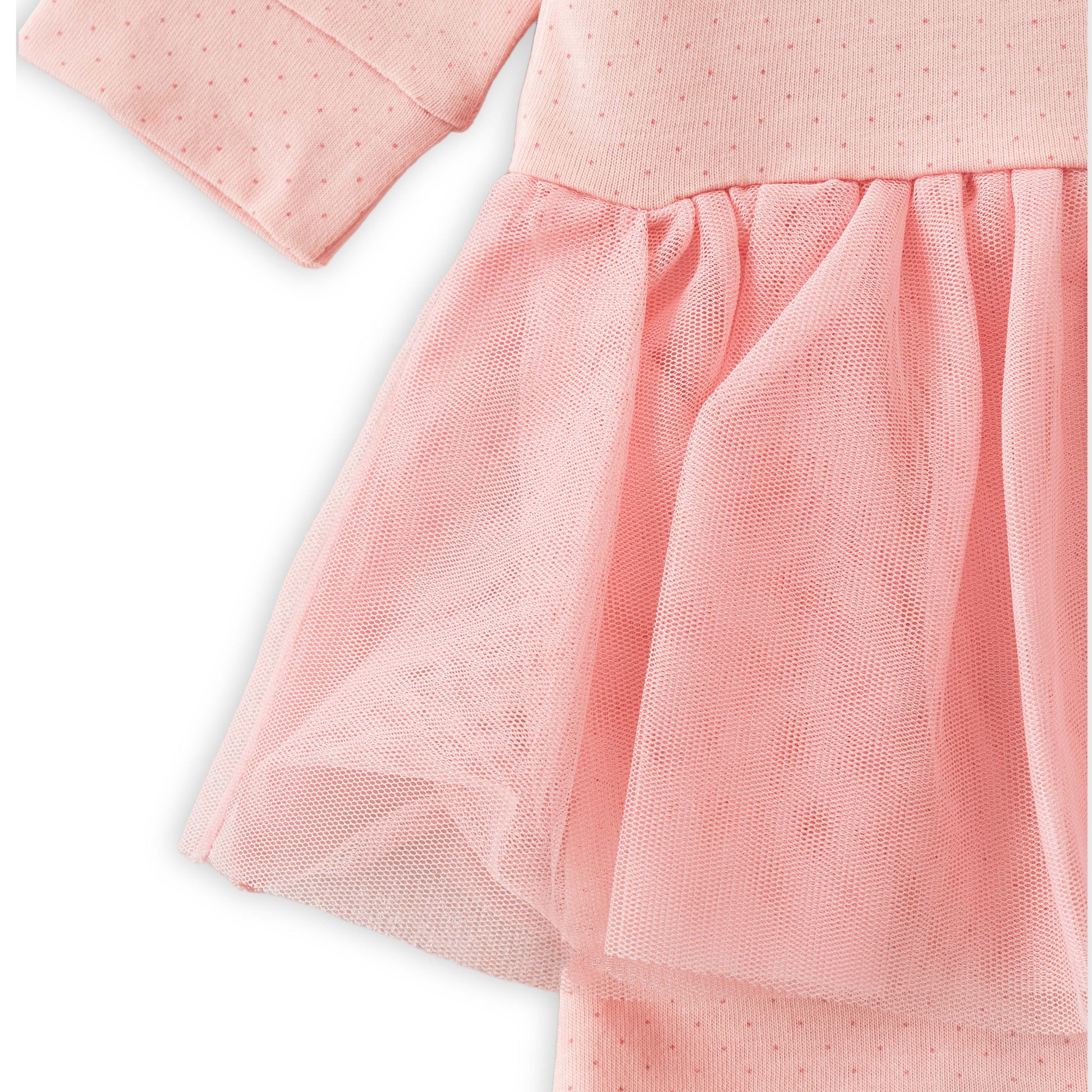 Baby Girls' Pink Bunny Print Tutu Sleepsuit with Full Sleeves & Footed