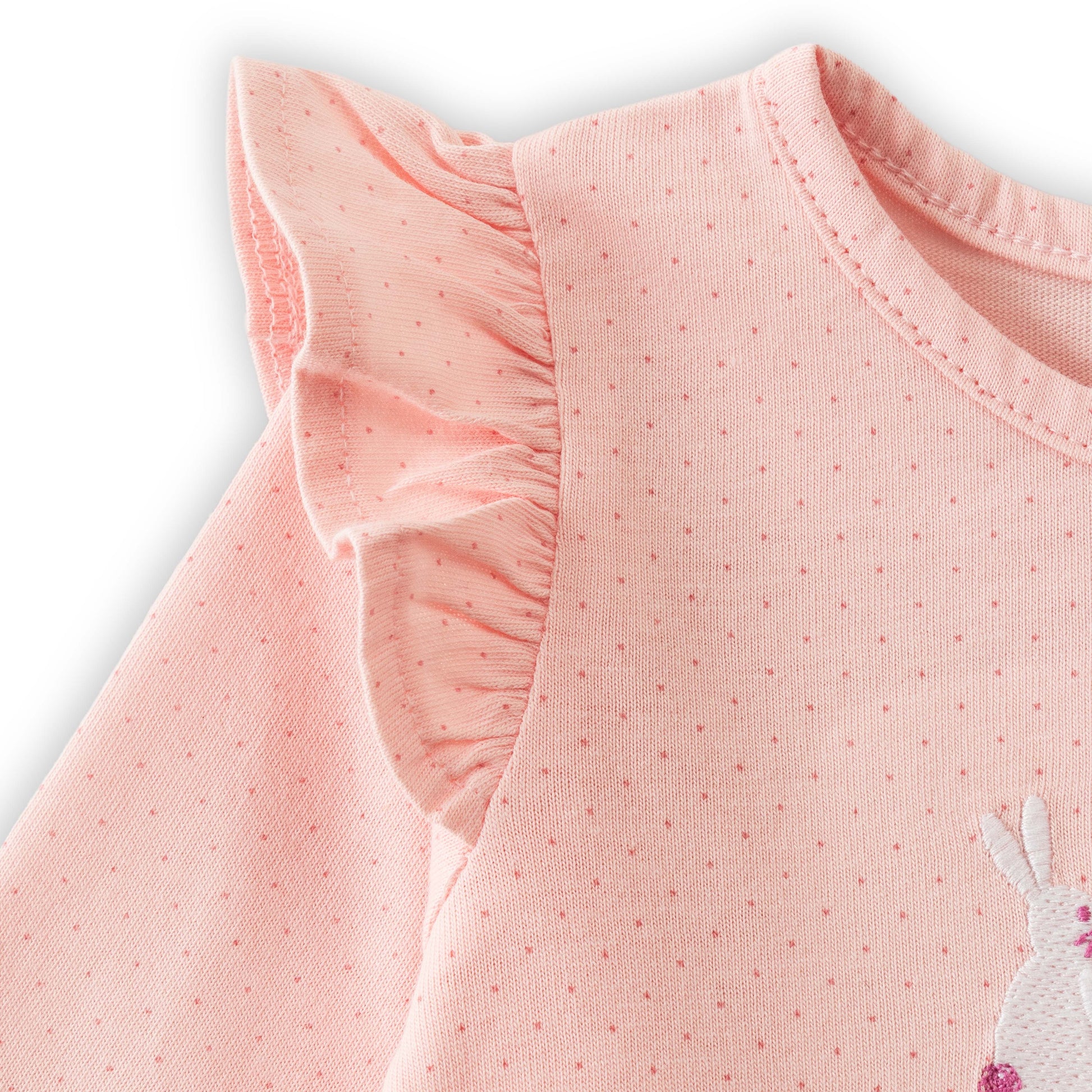 Baby Girls' Pink Bunny Print Tutu Sleepsuit with Full Sleeves & Footed